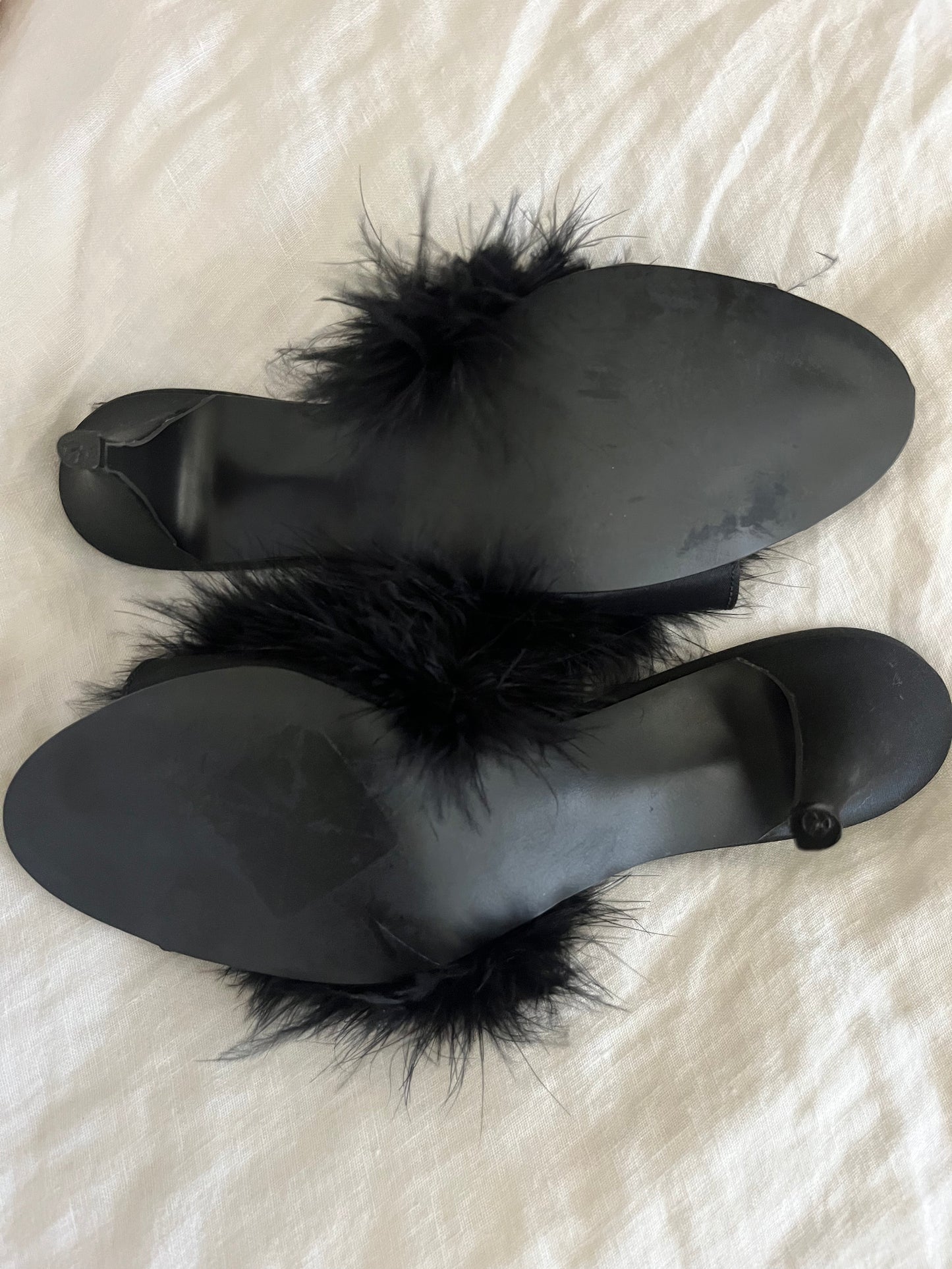 Marabou Feather Slide Shoes| Size 8