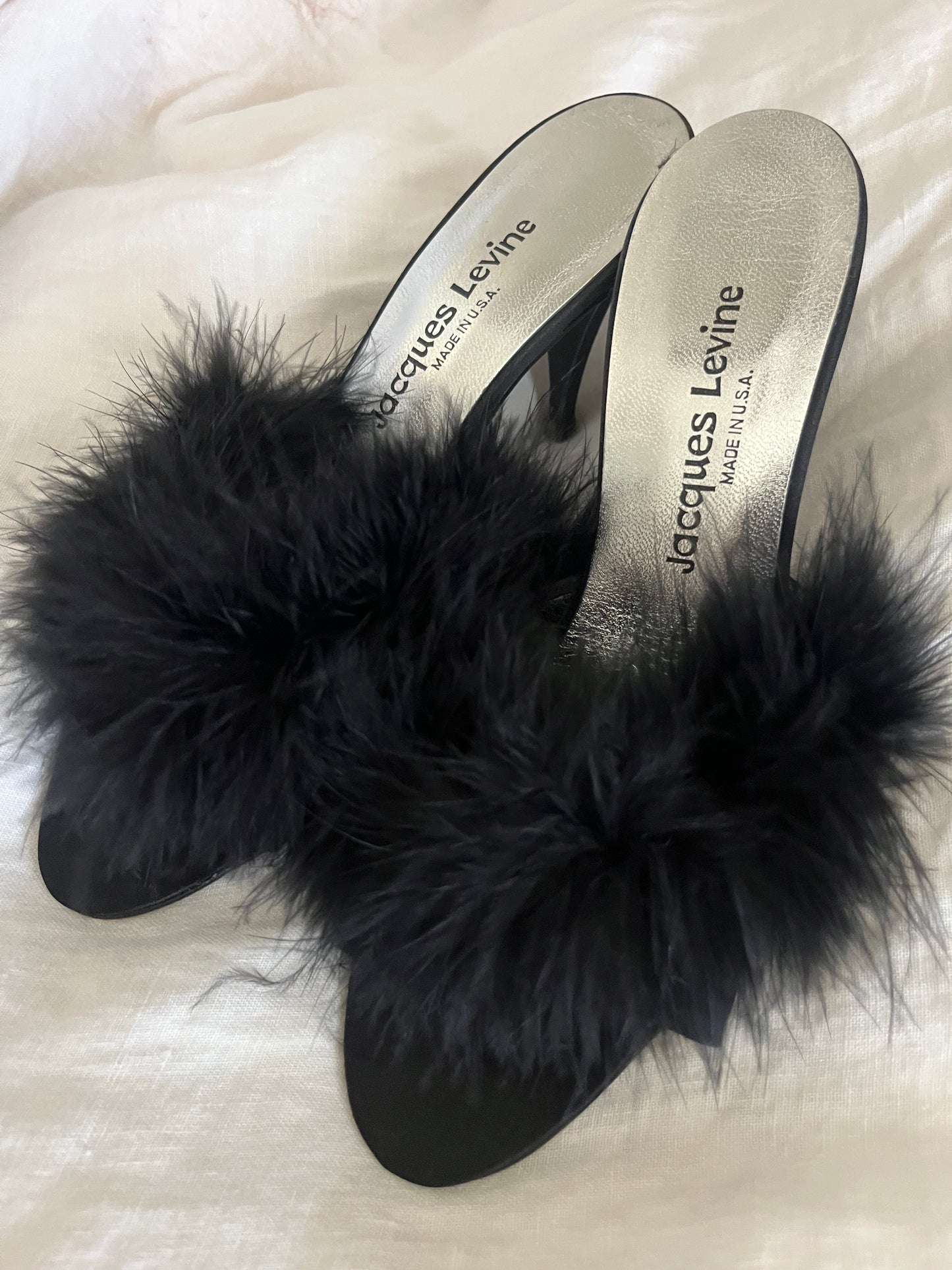 Marabou Feather Slide Shoes| Size 8