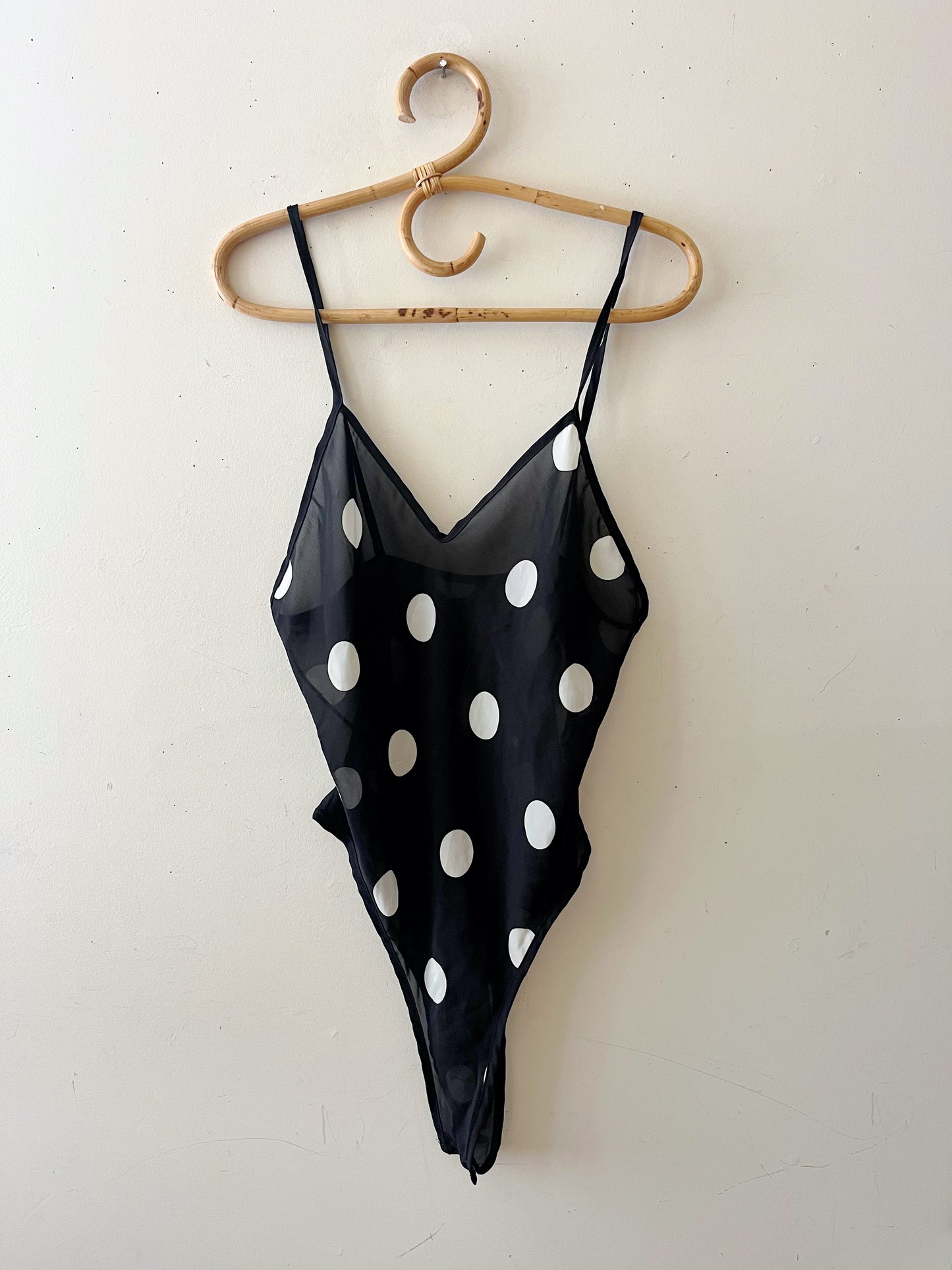 Sheer Large Polka Dot Bodysuit | Medium