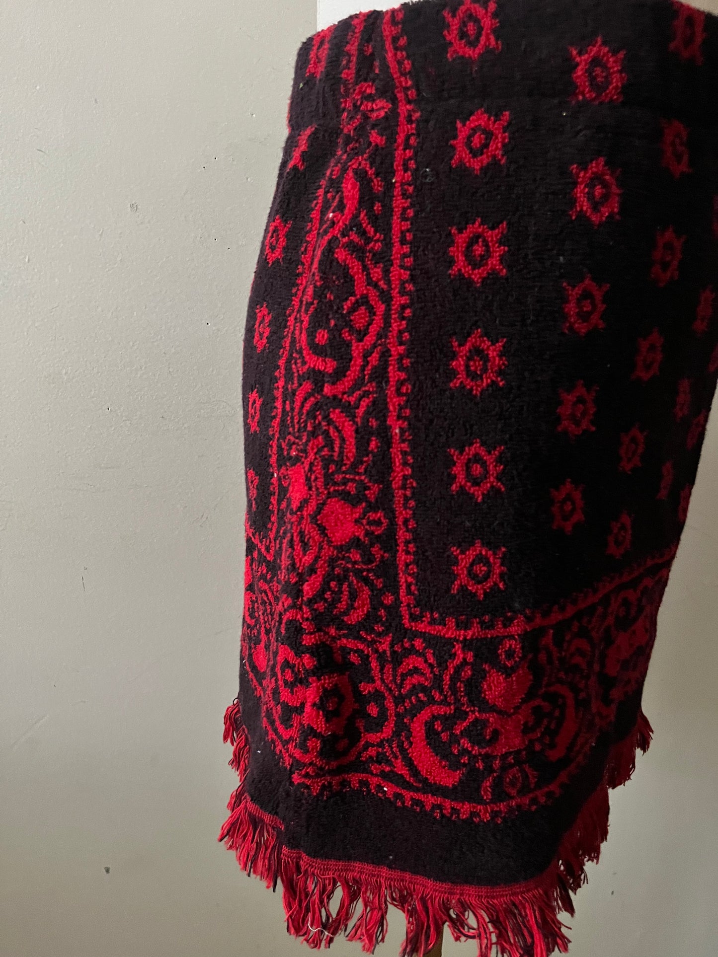 Bandana Black Red Towel Mini Skirt| Size 2