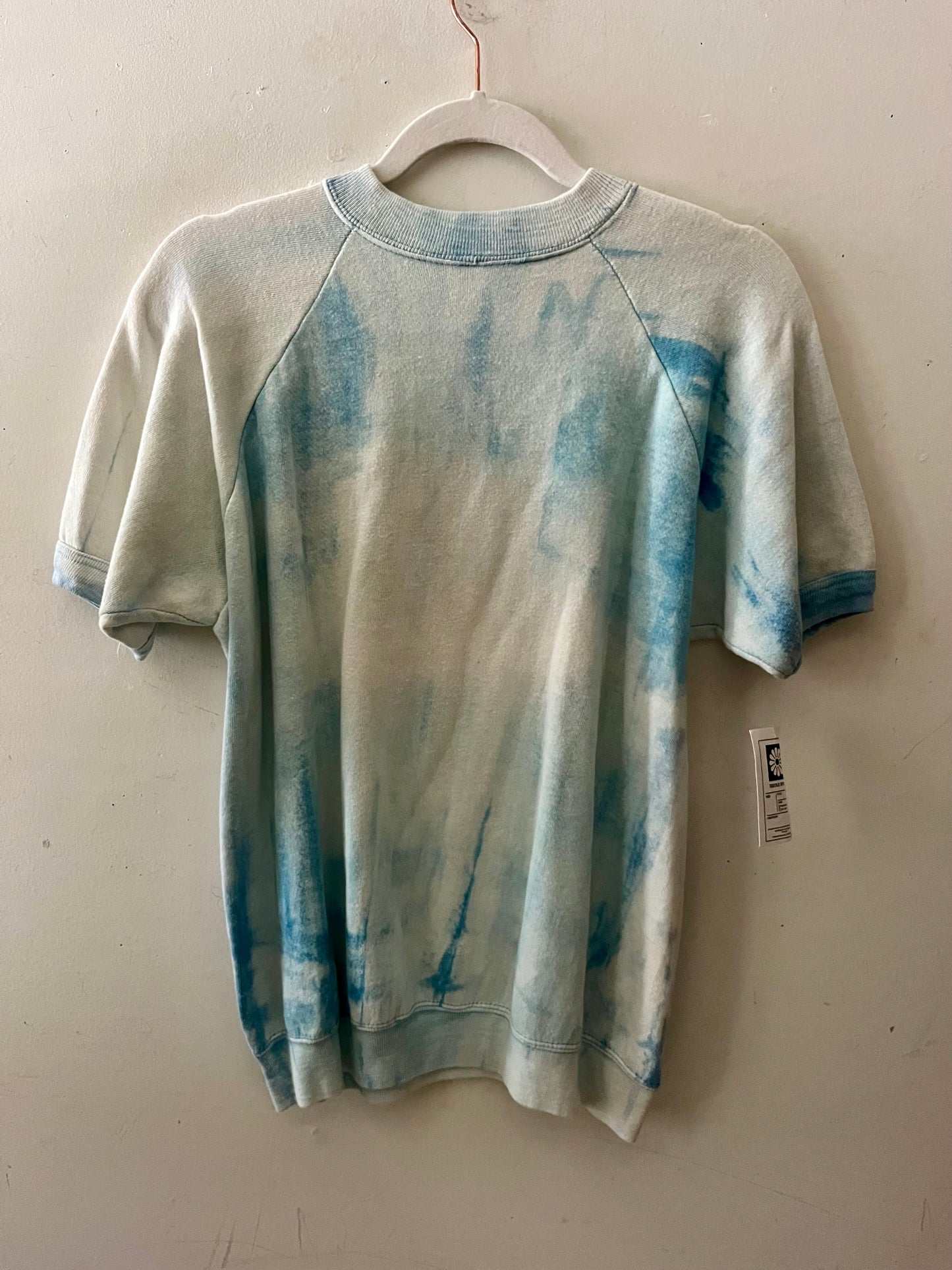 Blue Tie-Dye Short Sleeve Sweatshirt| S/M