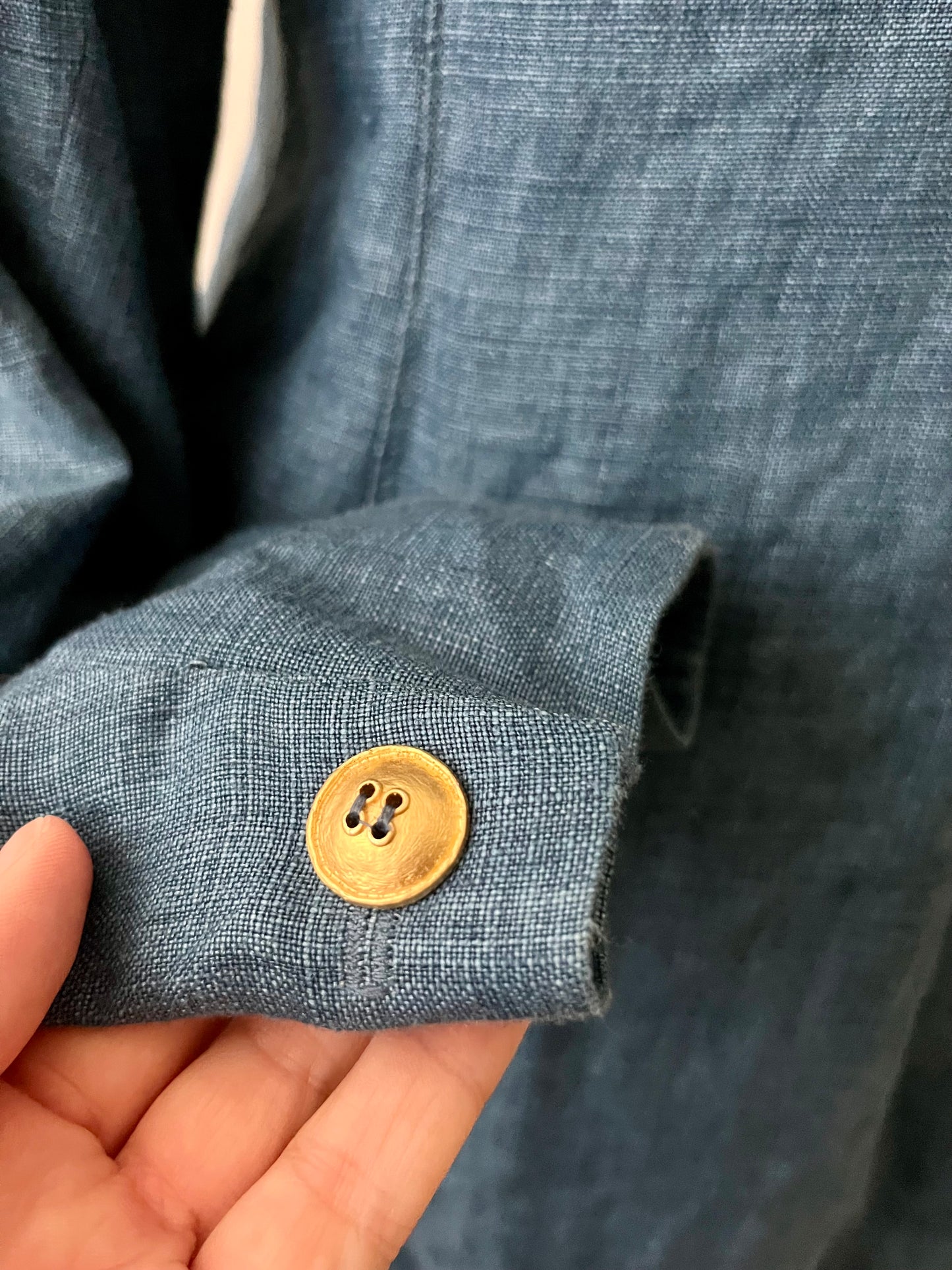 Blue Linen Denim Blazer | M/L