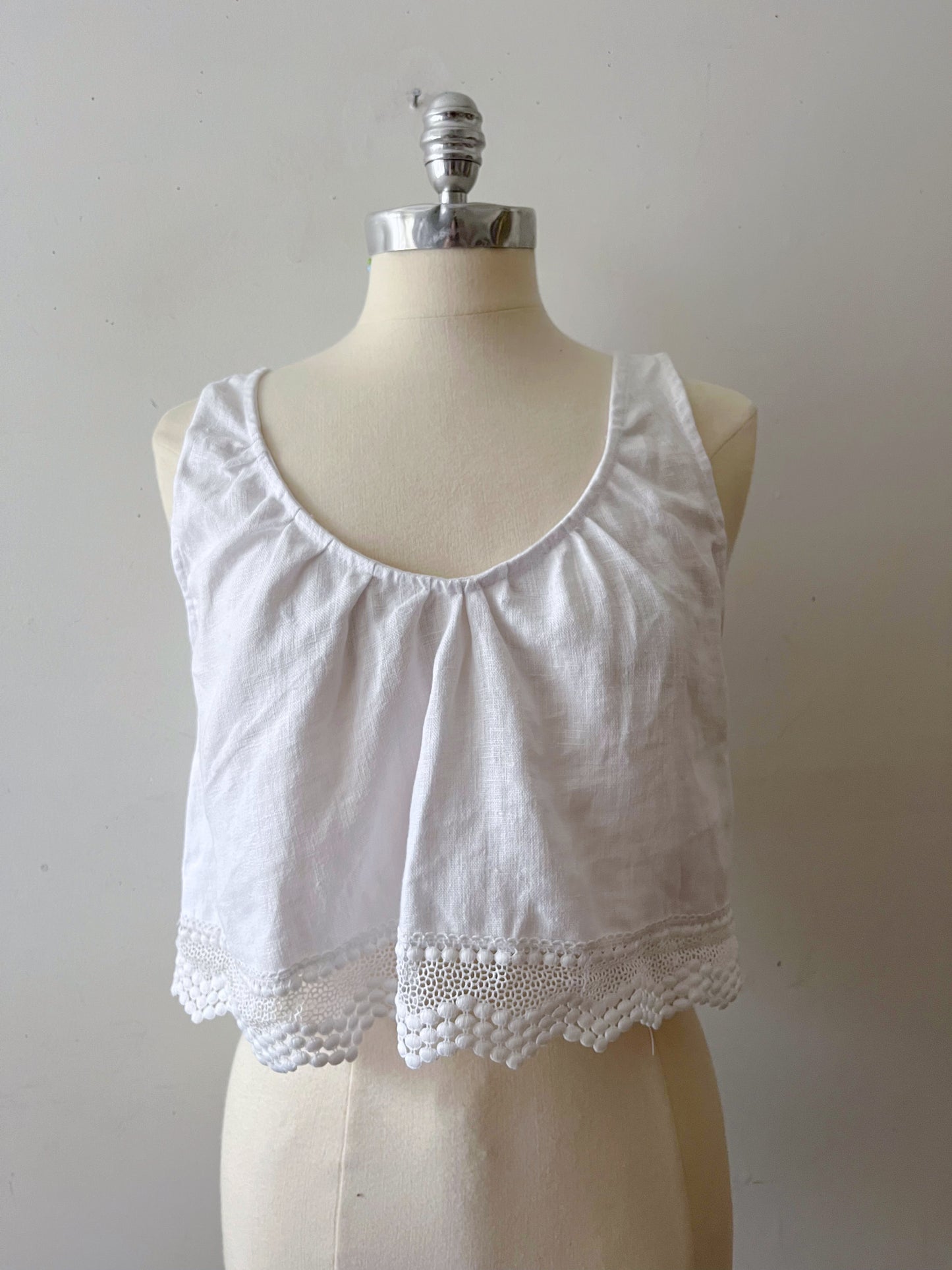 Babydoll Linen & Lace Top| M/L