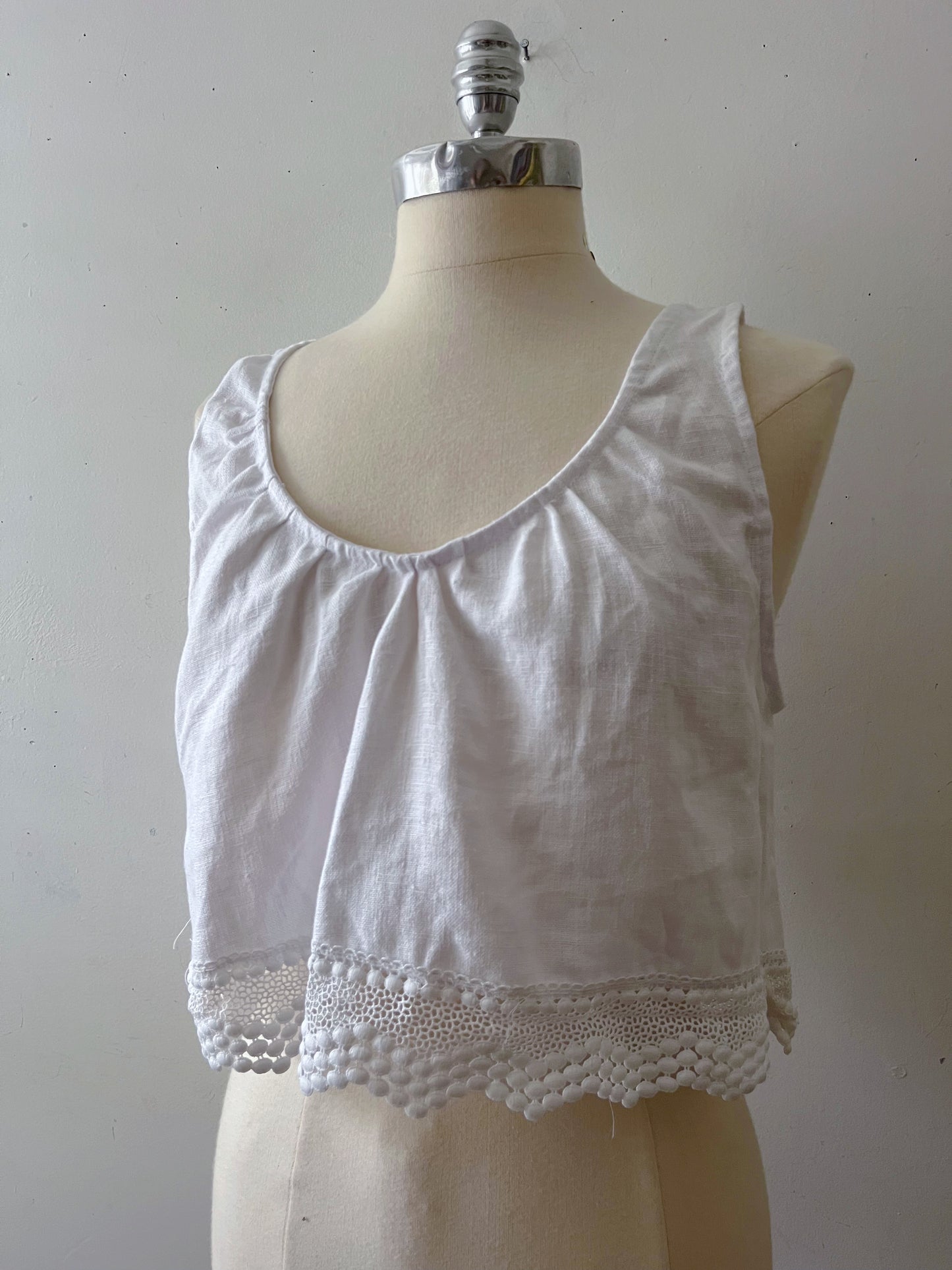 Babydoll Linen & Lace Top| M/L