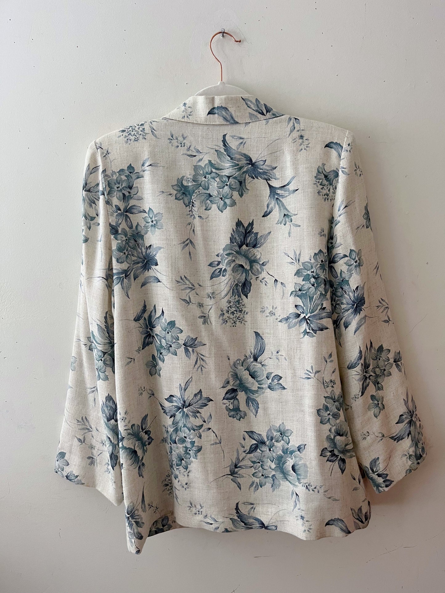 Linen Floral Blazer- Blue| M/L
