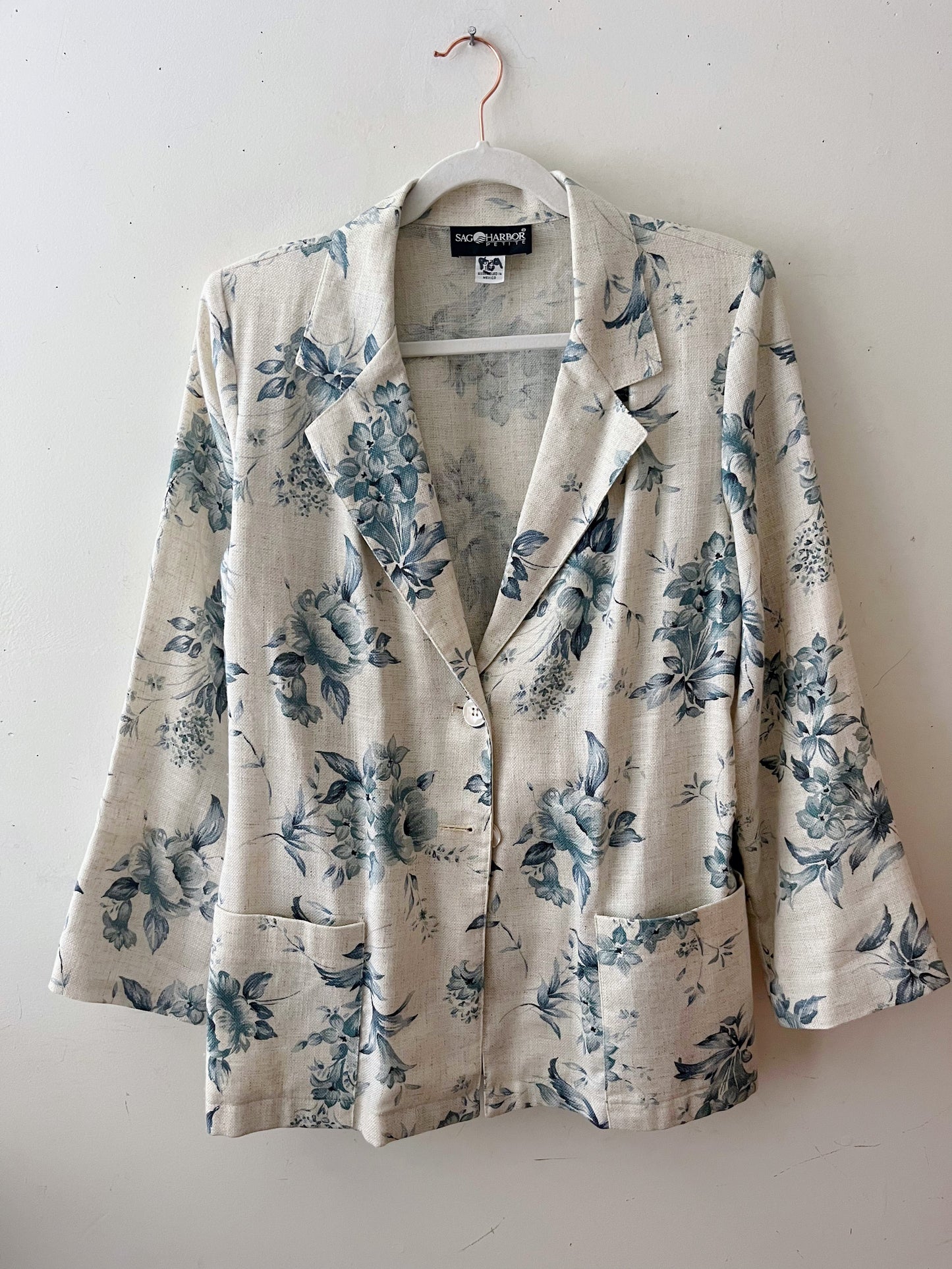 Linen Floral Blazer- Blue| M/L