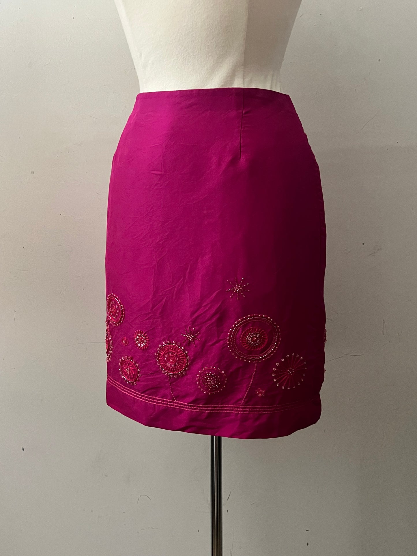 Fuchsia Silk Skirt | Medium