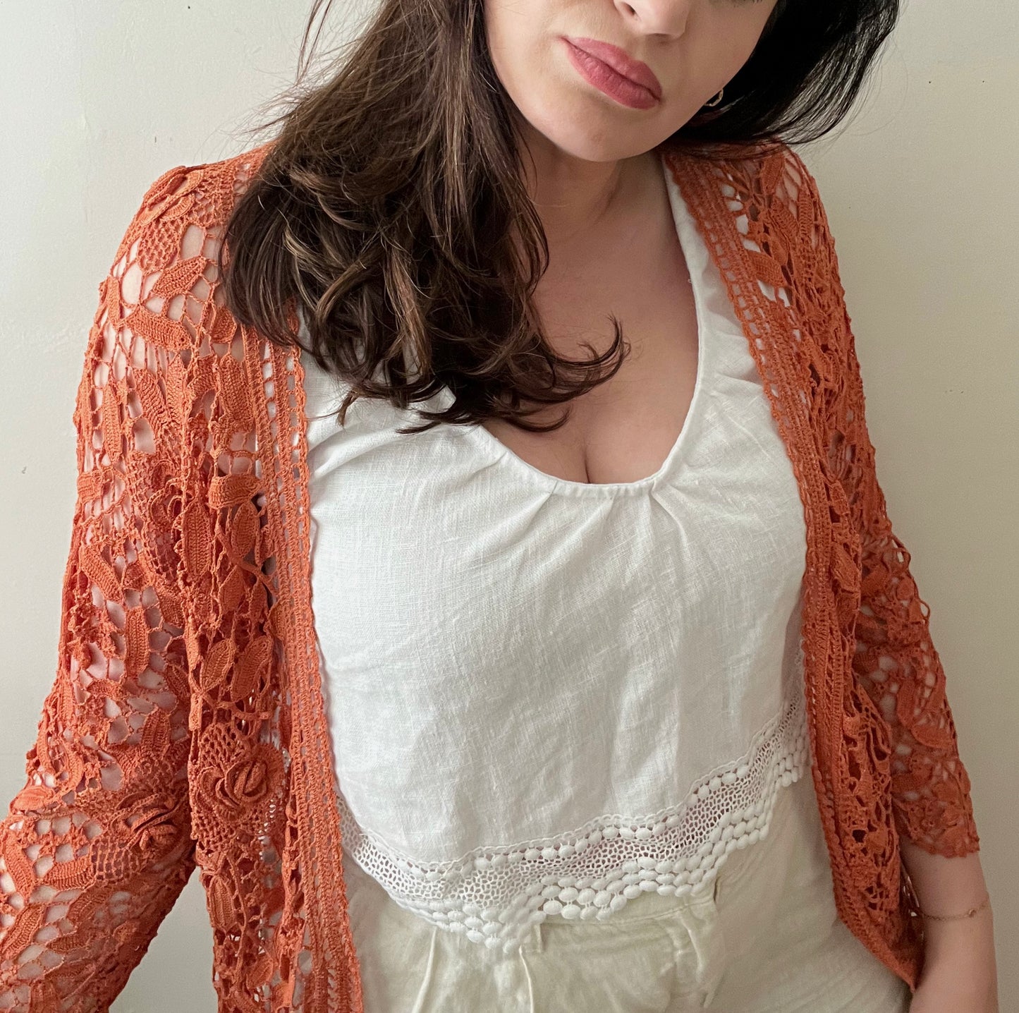Babydoll Linen & Lace Top| M/L