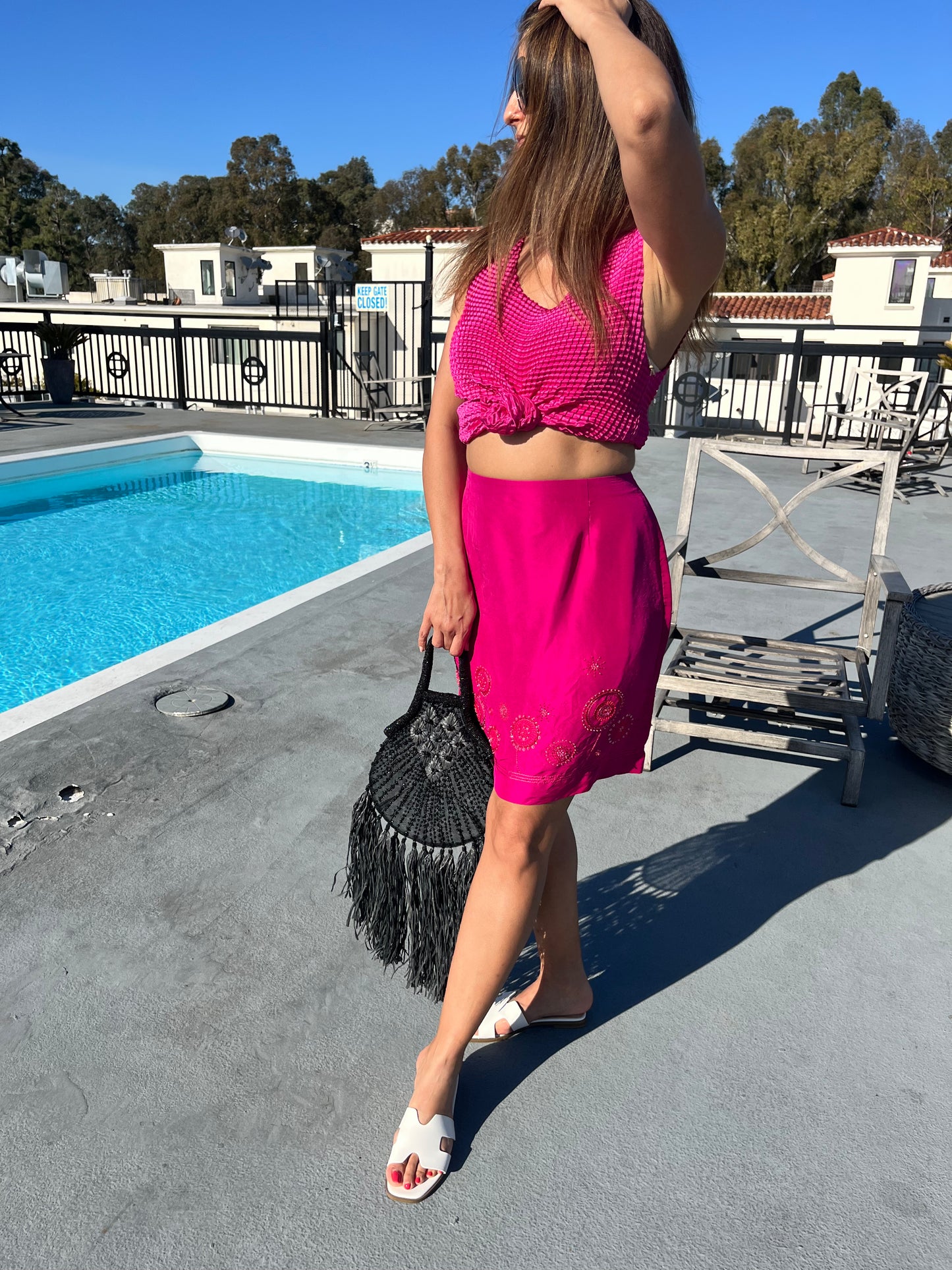 Fuchsia Silk Skirt | Medium