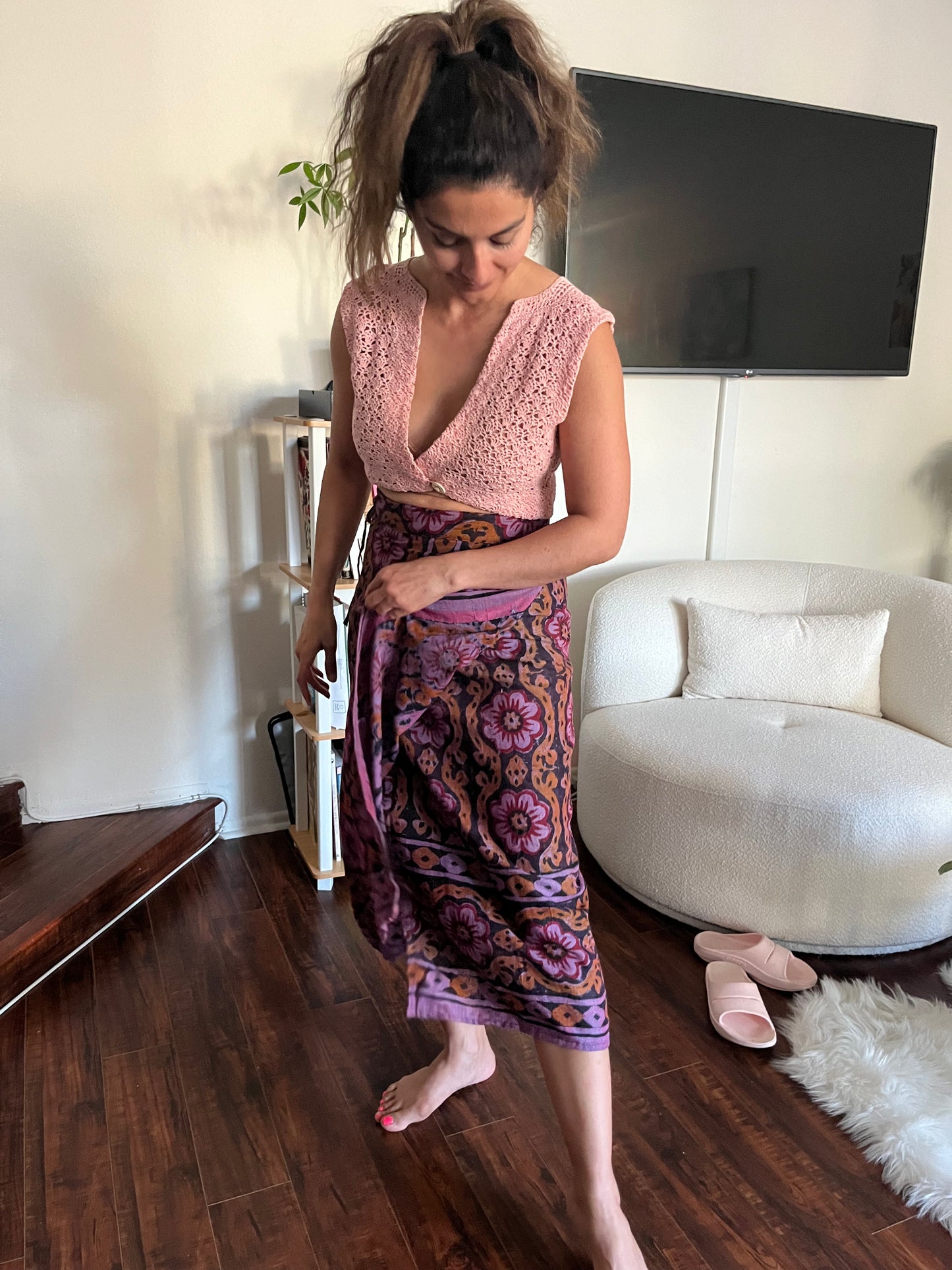 Block Print Floral Wrap Skirt| One Size