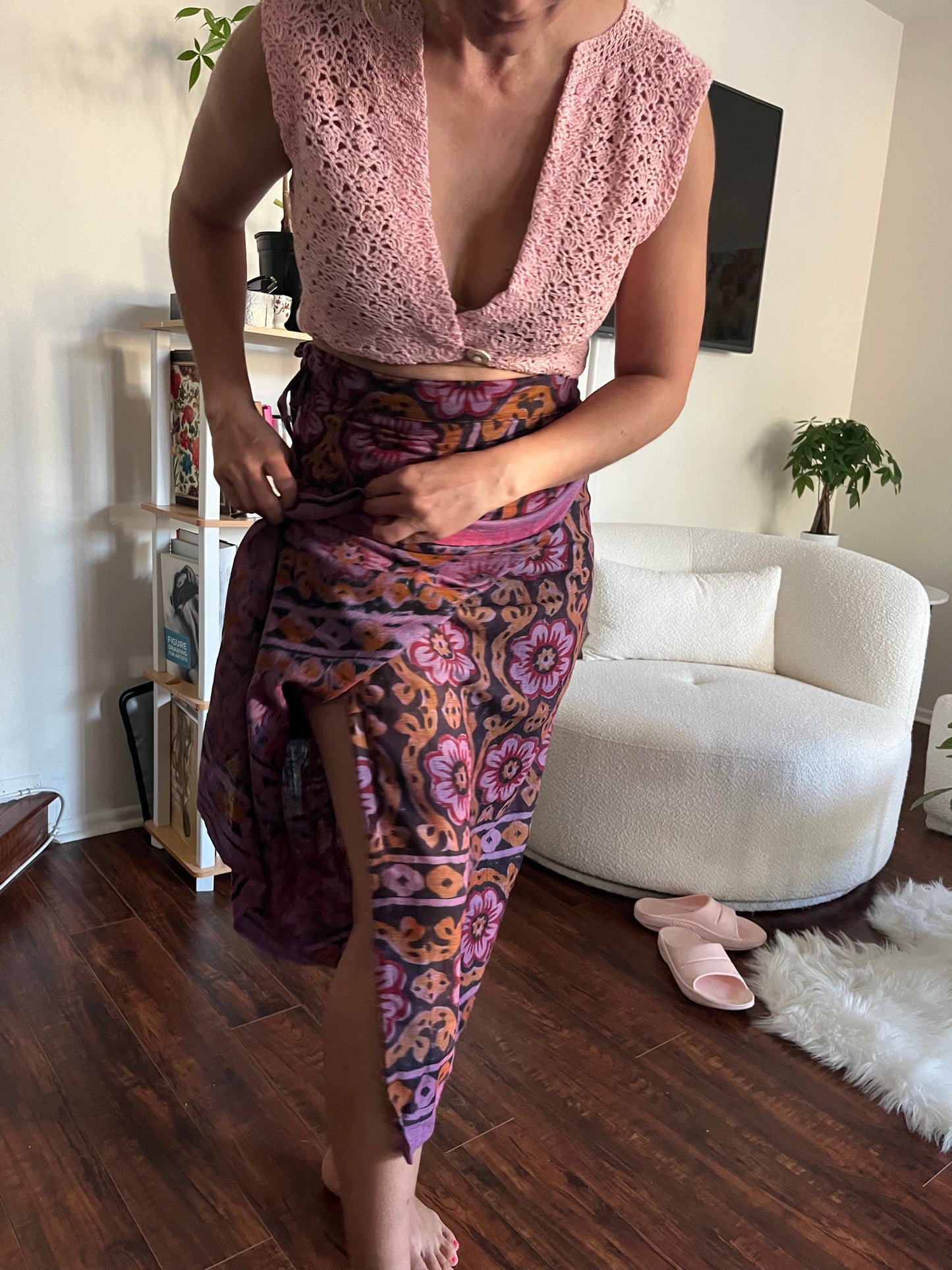 Block Print Floral Wrap Skirt| One Size