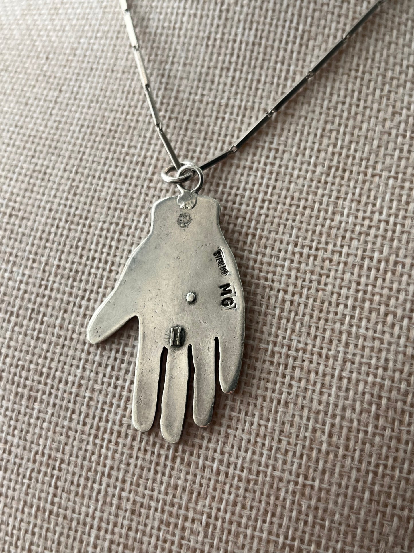 Sterling Heart in Hand Pendent Necklace