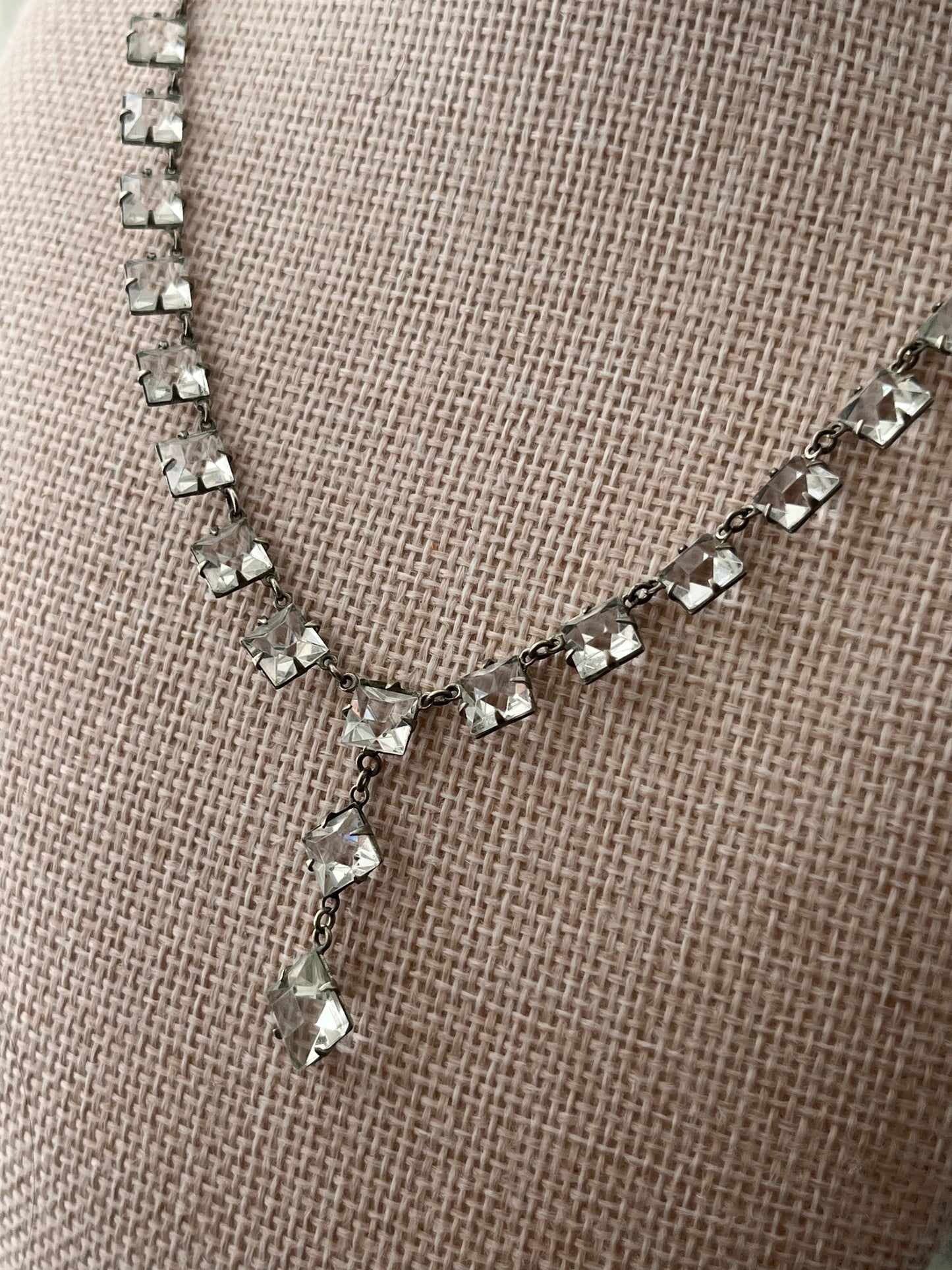 Art Deco Crystal Paste Lariat Necklace
