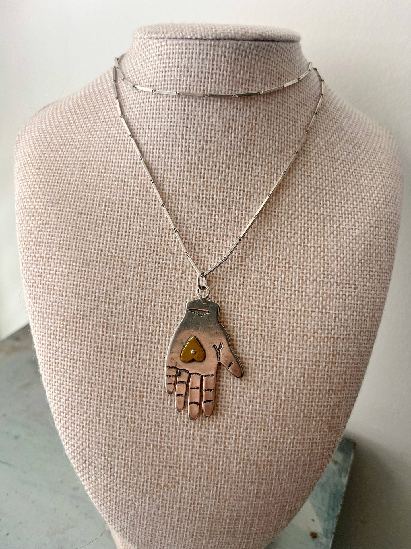 Sterling Heart in Hand Pendent Necklace