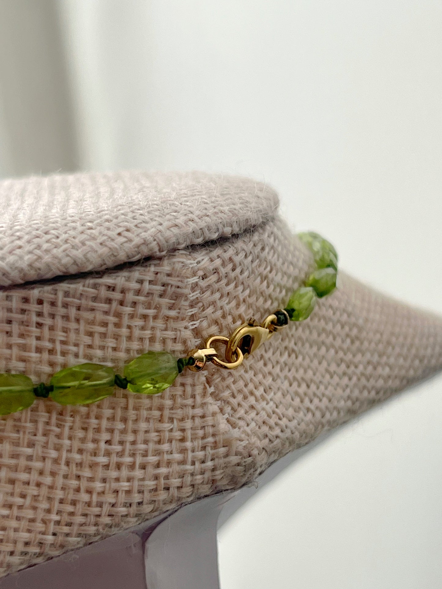 Celestial Moon & Green Peridot Silk Knotted Necklace