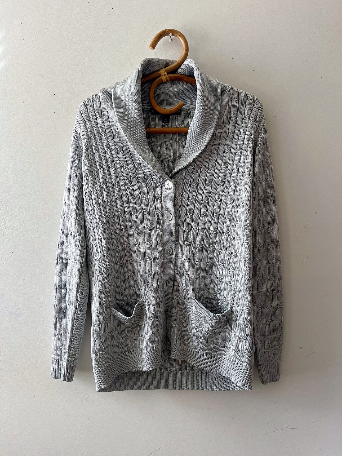 Ralph Lauren Metallic Silver Rope Cardigan
