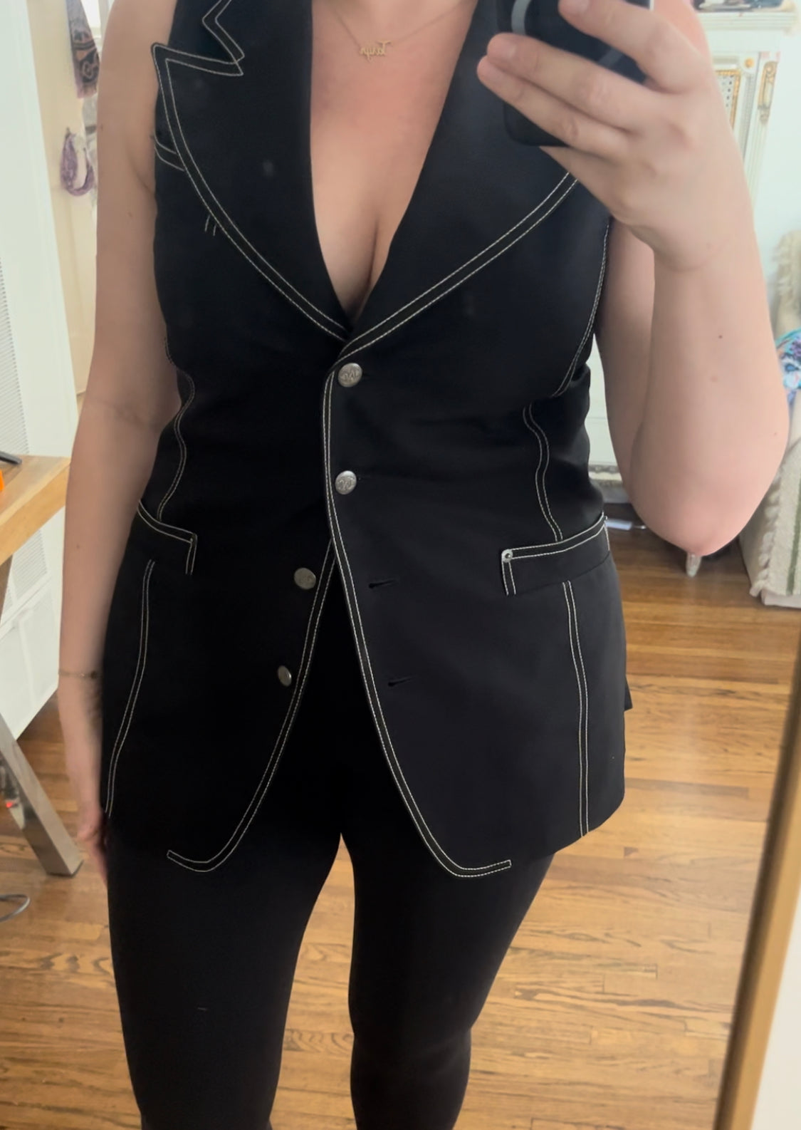 Cream Stitched Vest