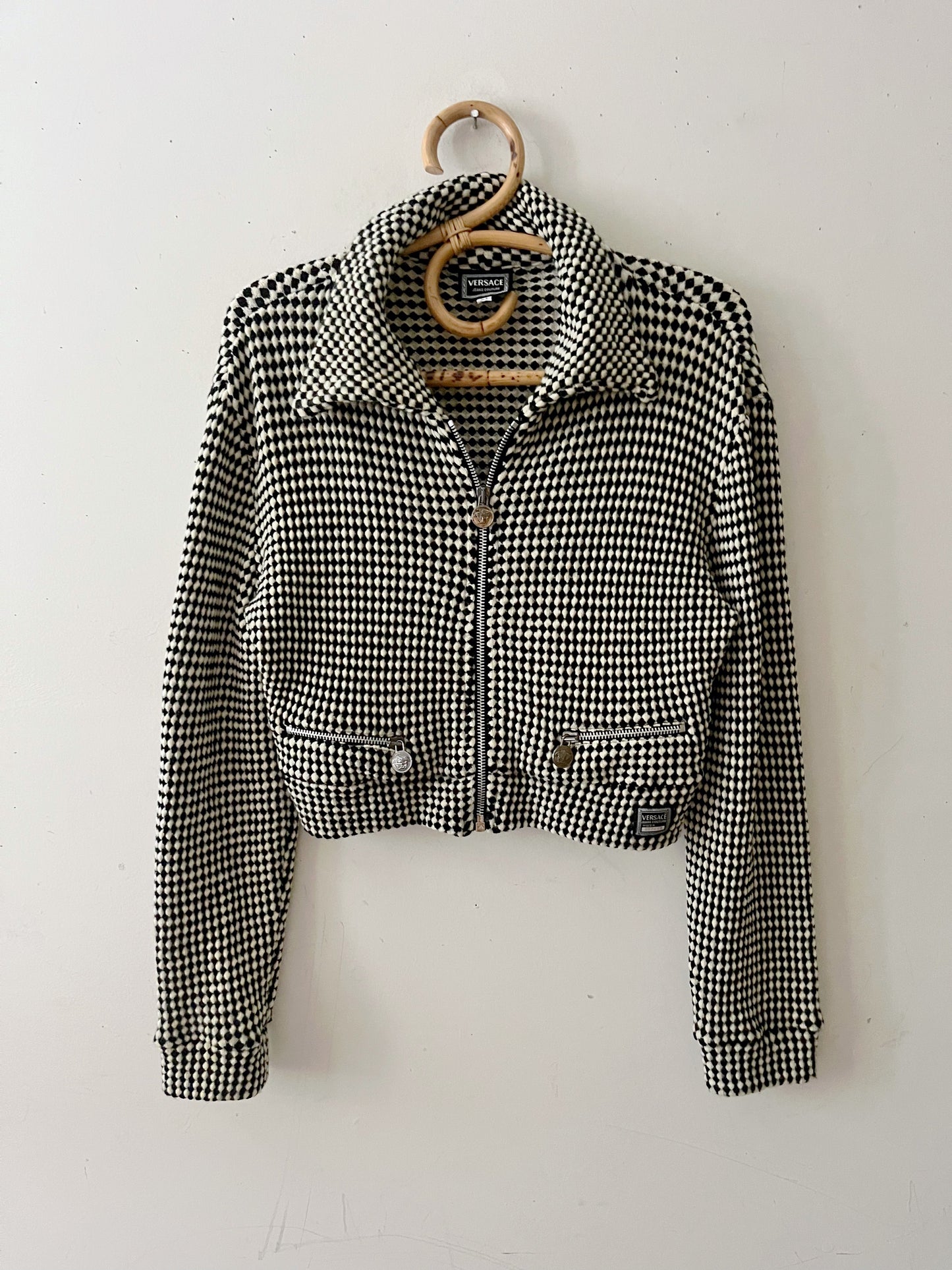 Versace Harlequin Checked Knit Jacket| S/M