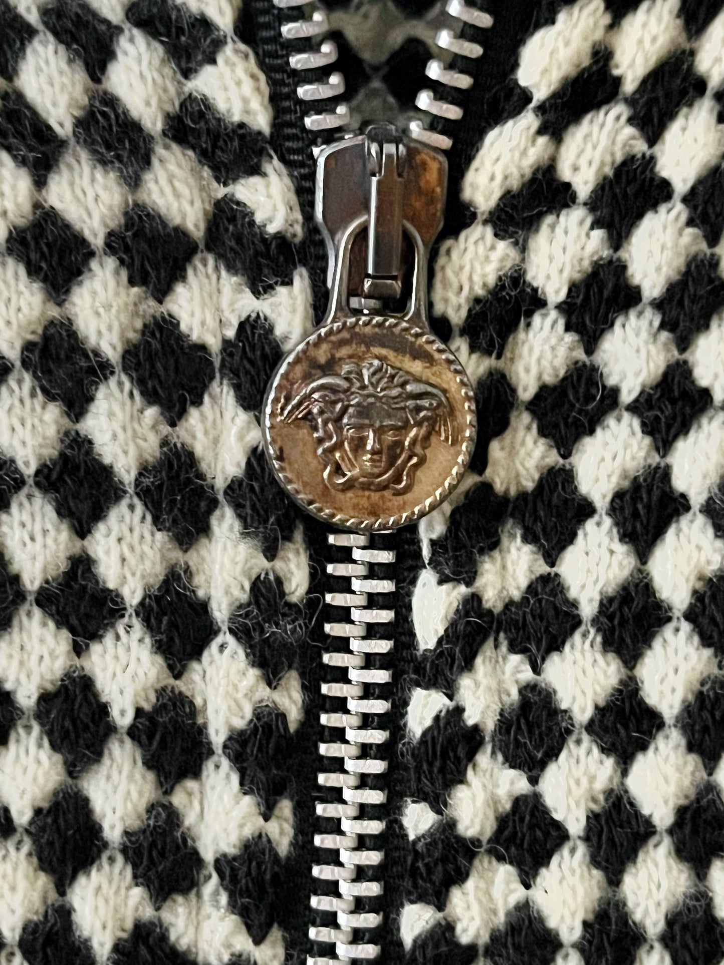 Versace Harlequin Checked Knit Jacket| S/M