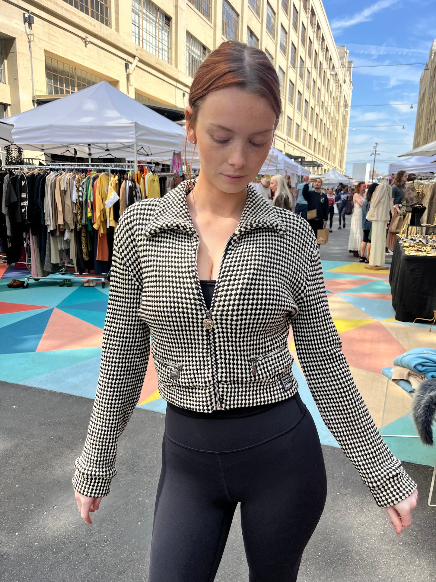 Versace Harlequin Checked Knit Jacket| S/M