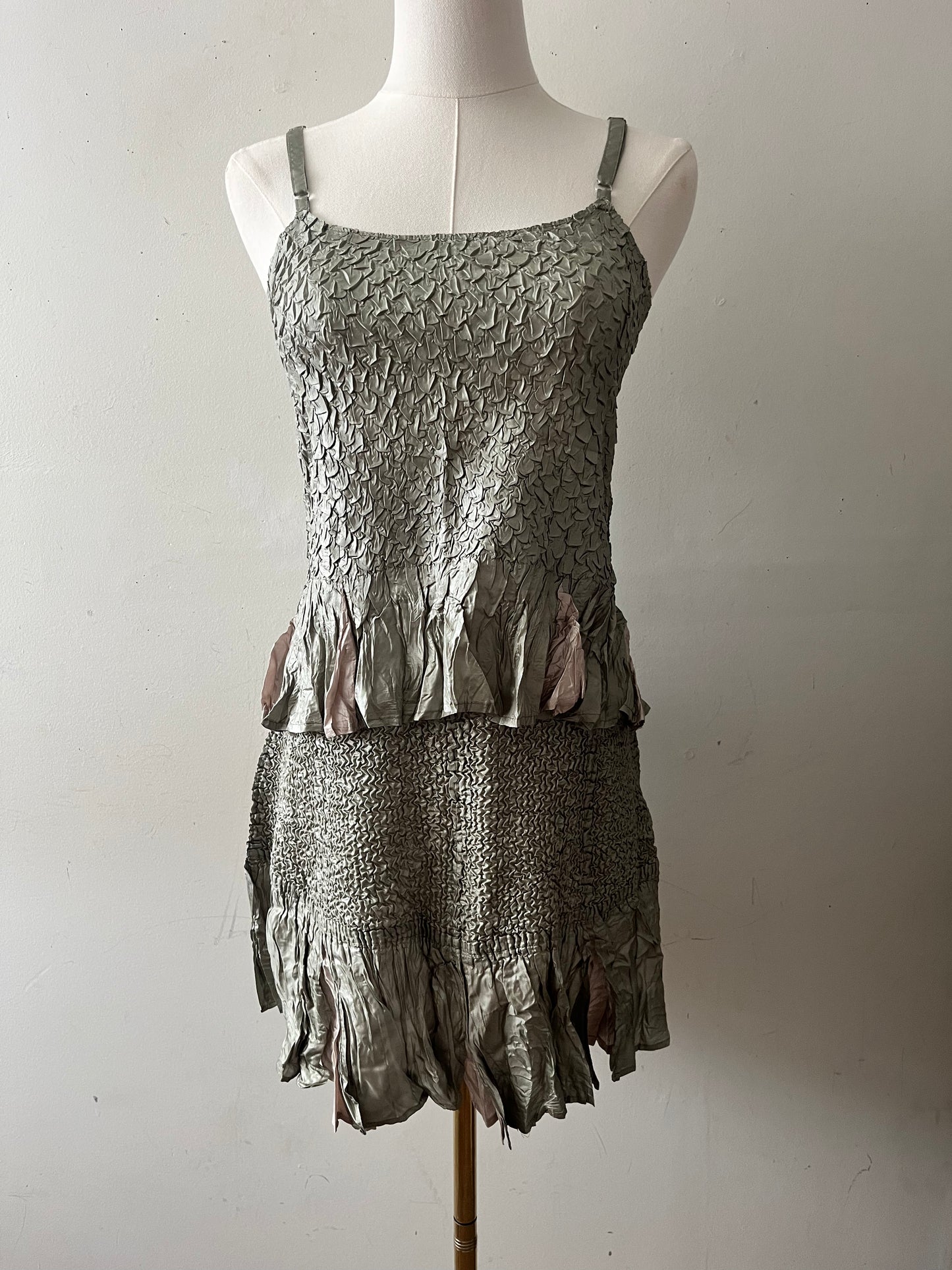 Mermaid Silk Blend Crinkle Cami & Skirt Set| S/M