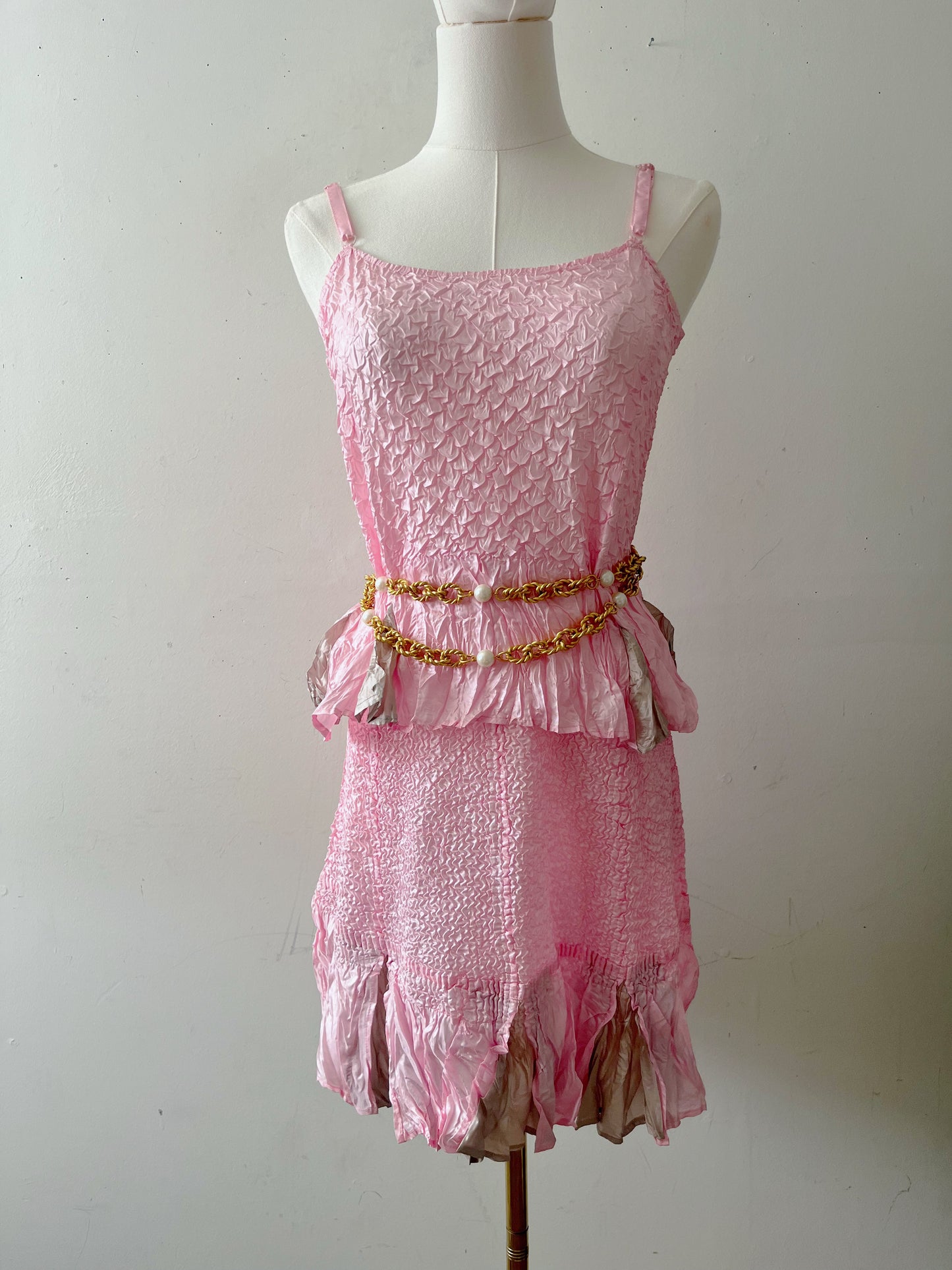 Mermaid Silk Blend Crinkle Cami & Skirt Set| S/M