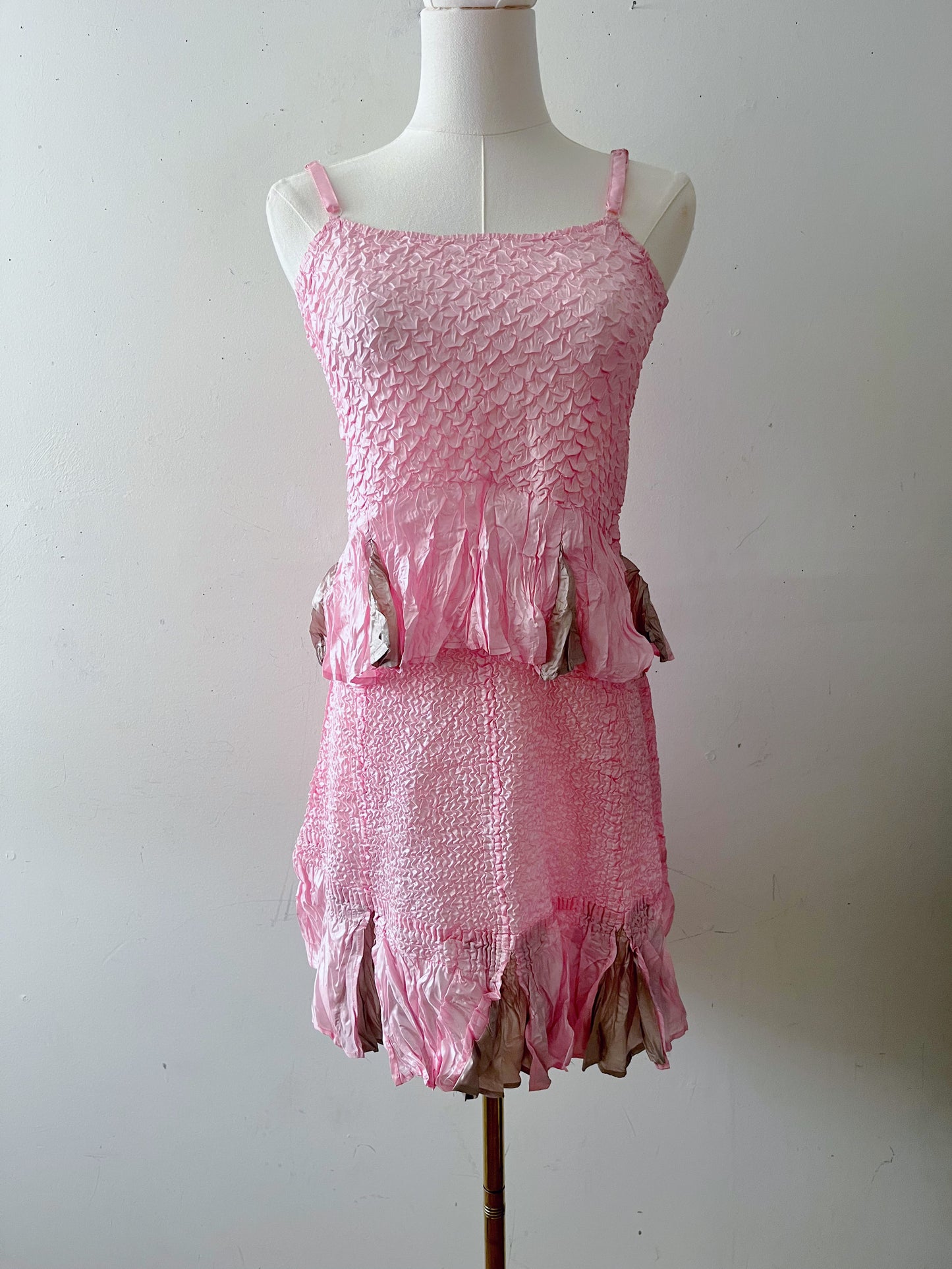 Mermaid Silk Blend Crinkle Cami & Skirt Set| S/M