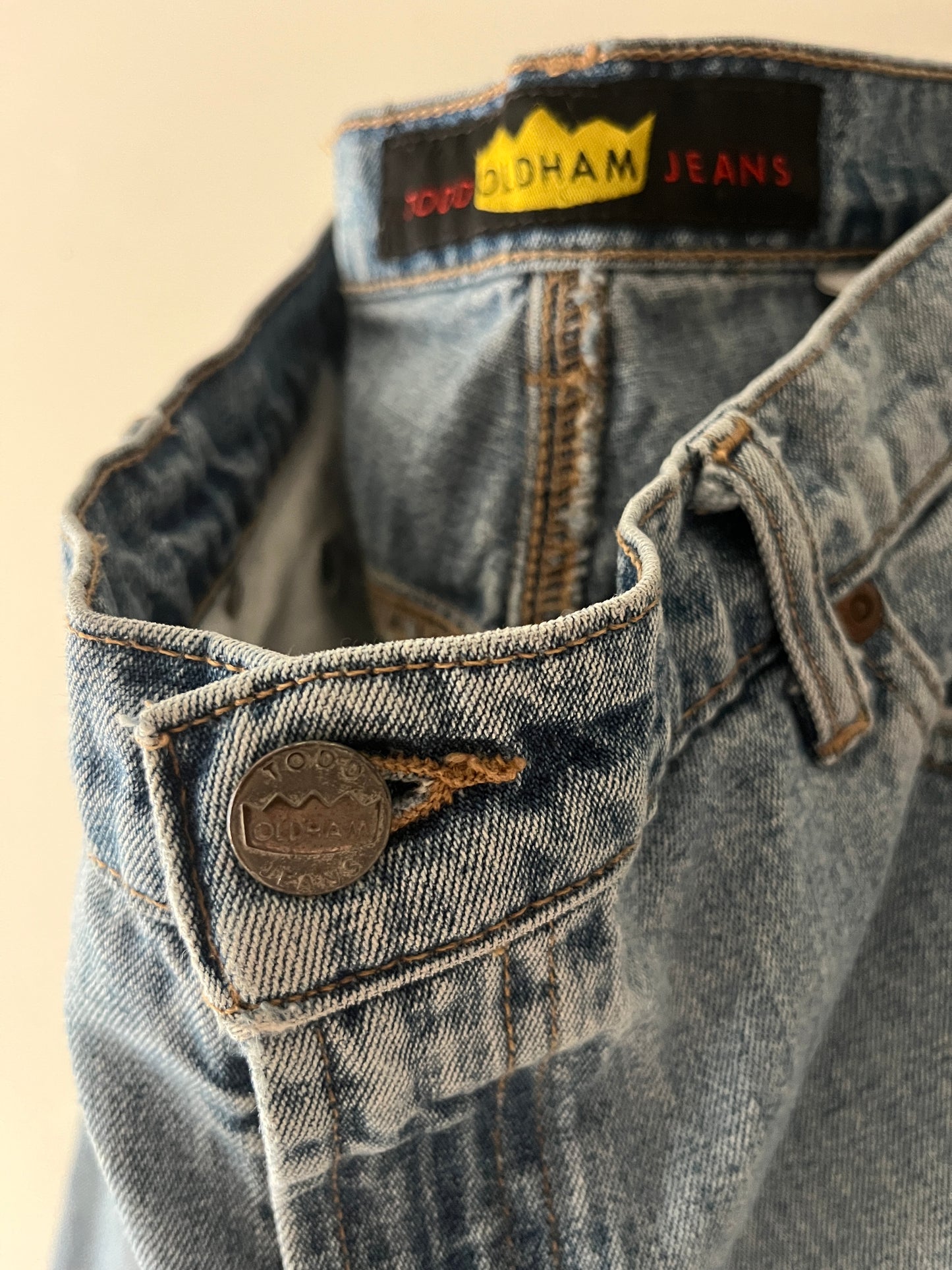 Todd Oldham Low rise Split-Denim Ruffle Flare | Medium