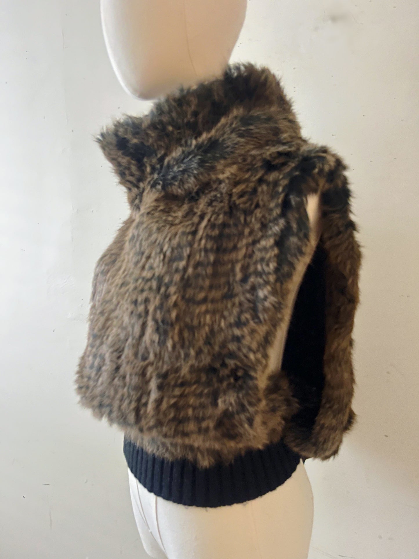 Rabbit Fur Turtle Neck Top Vest | M/L
