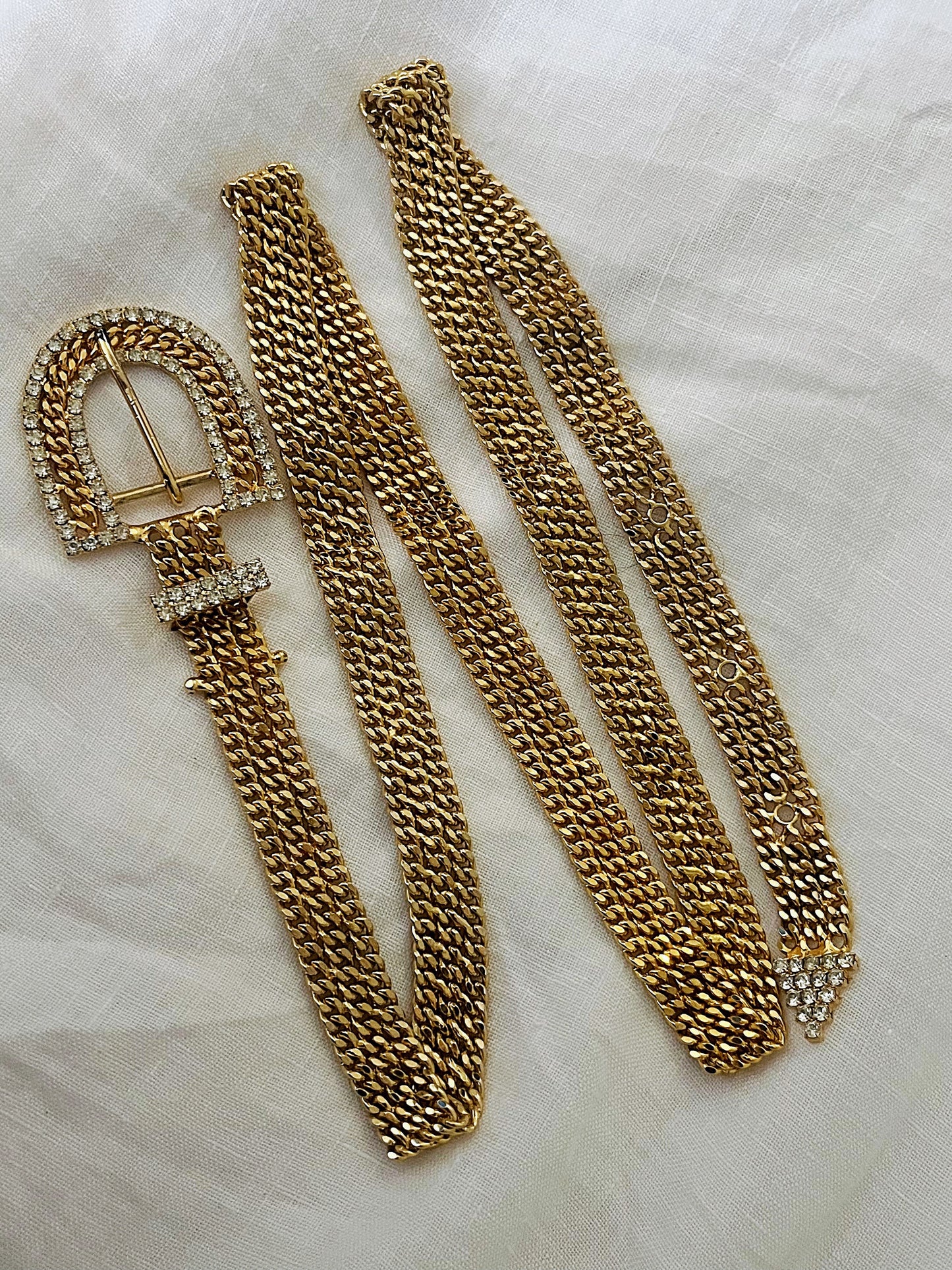 Rhinestone Gold Chain Belt