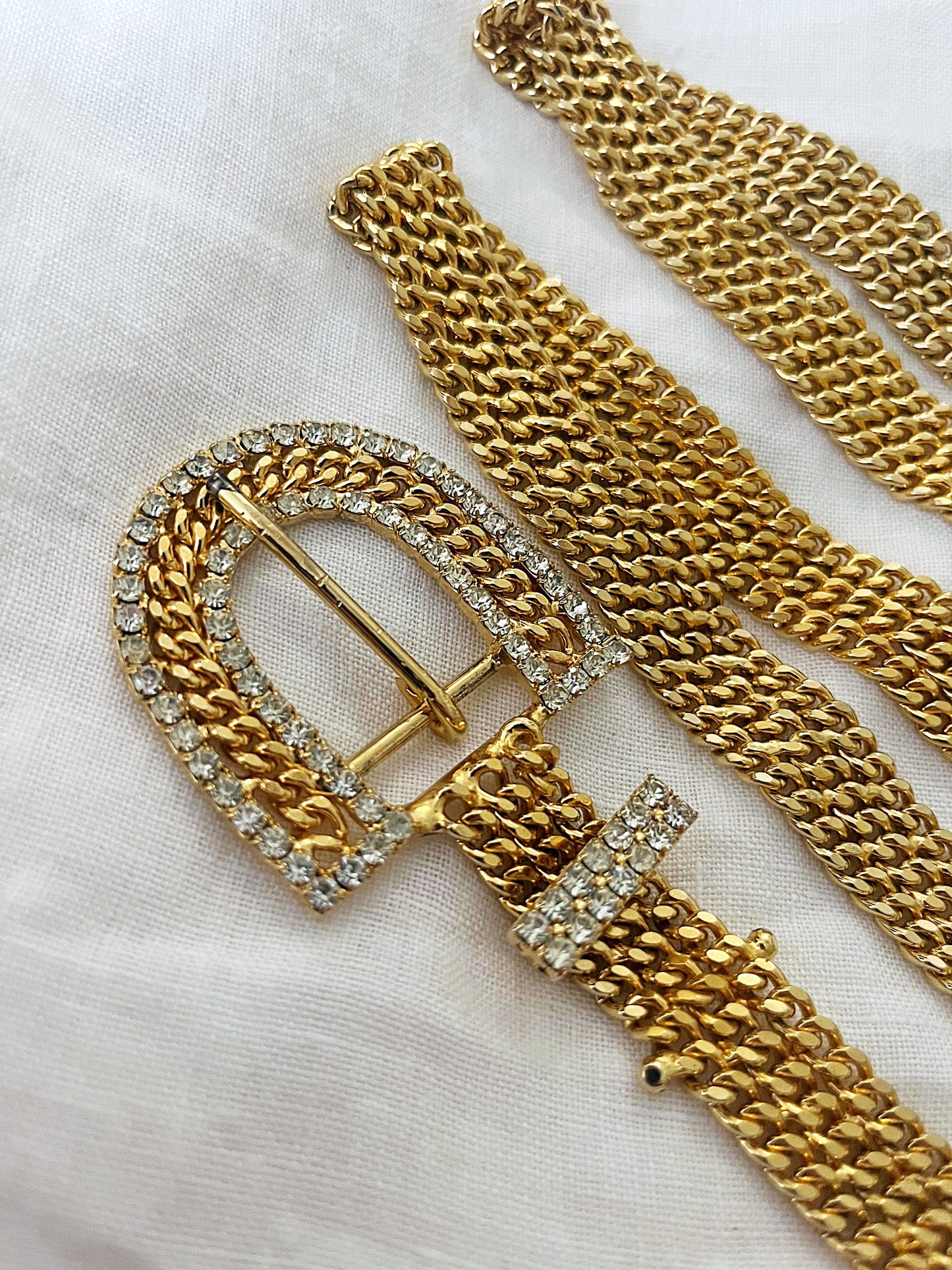 Rhinestone Gold Chain Belt
