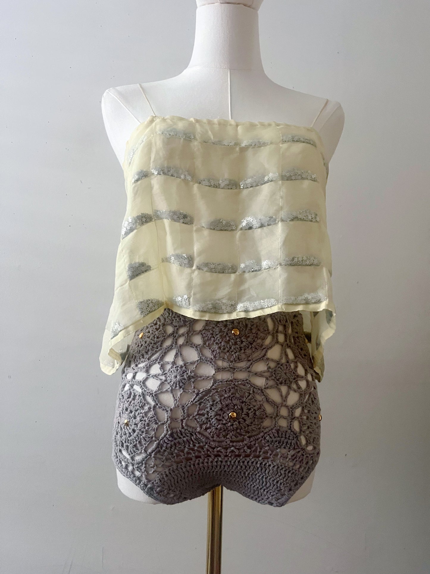 Star Confetti Organza Silk Top| One Size