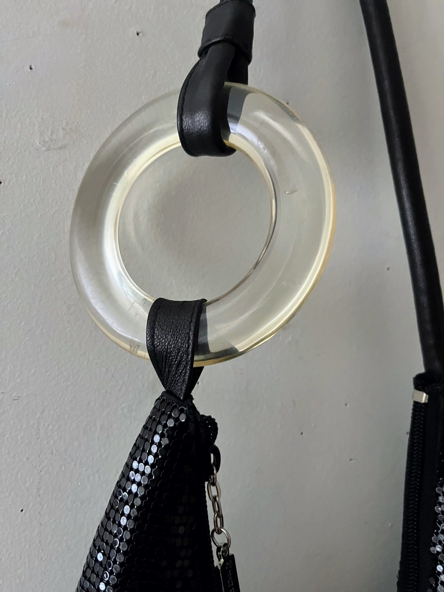Whiting & Davis Lucite Ring Large Shoulder Bag
