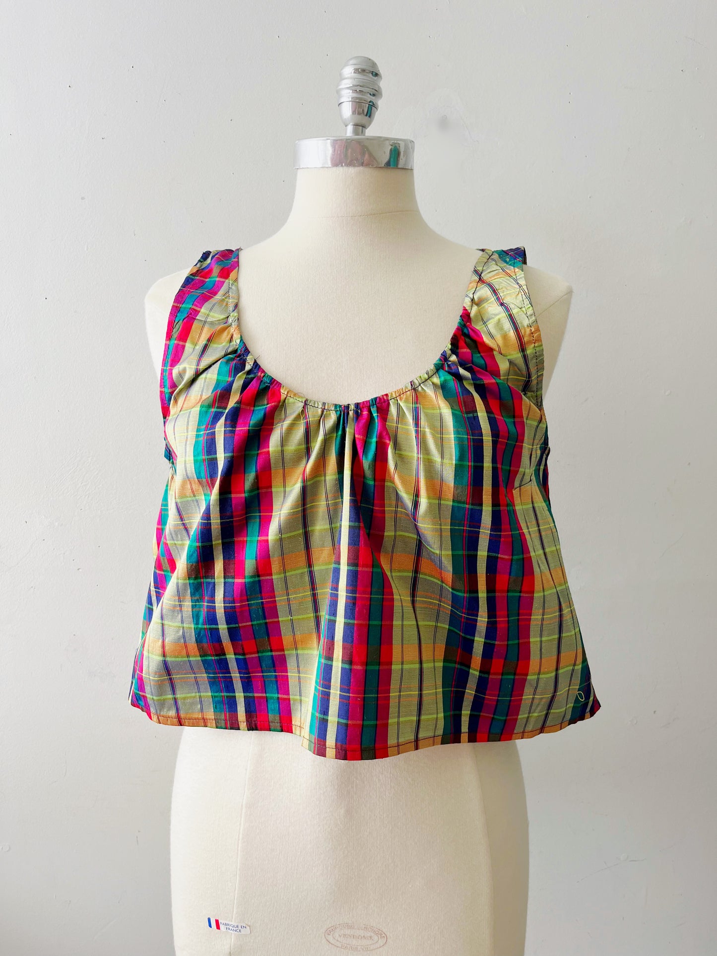 Babydoll Plaid Silk Top