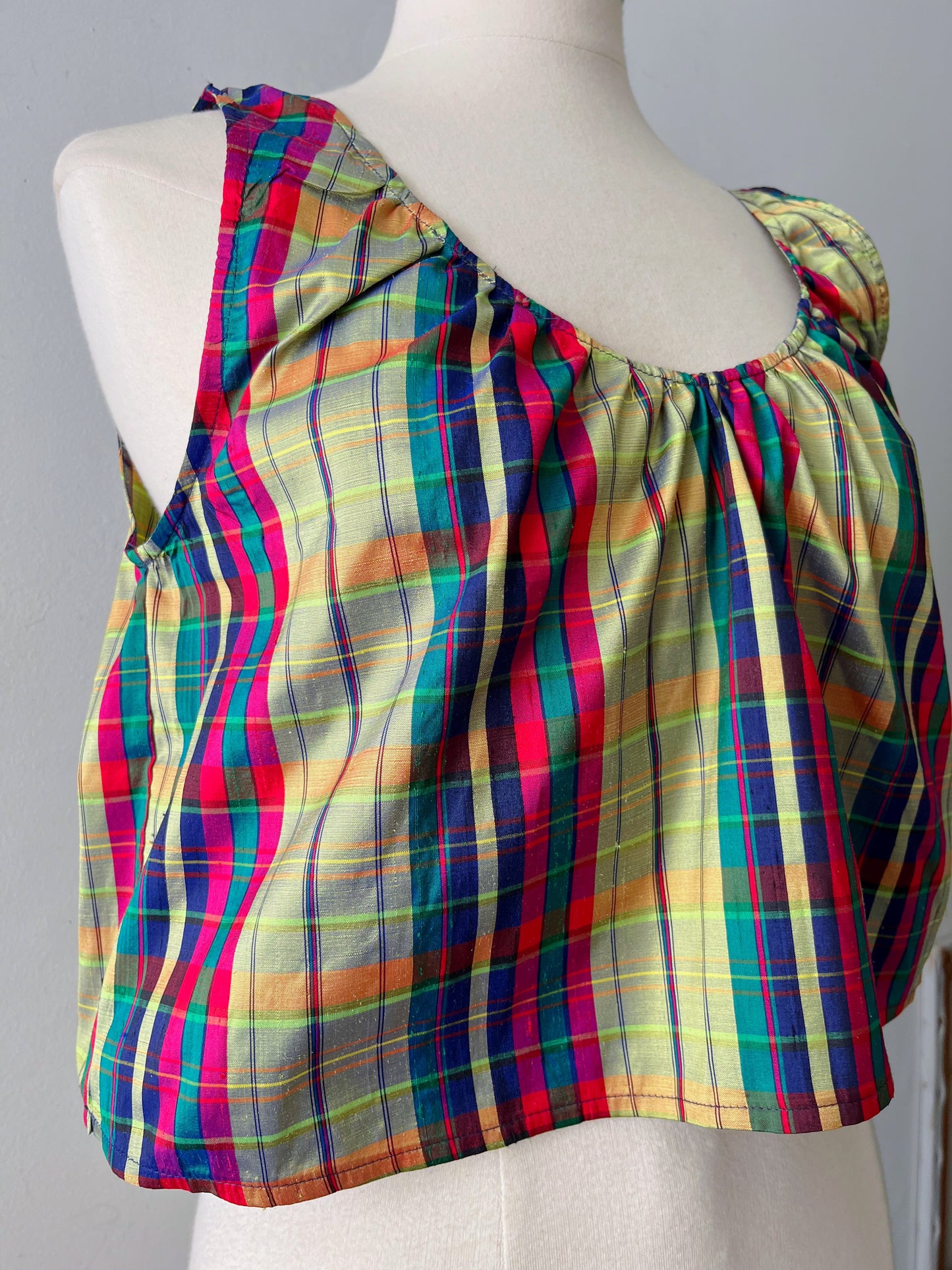 Babydoll Plaid Silk Top