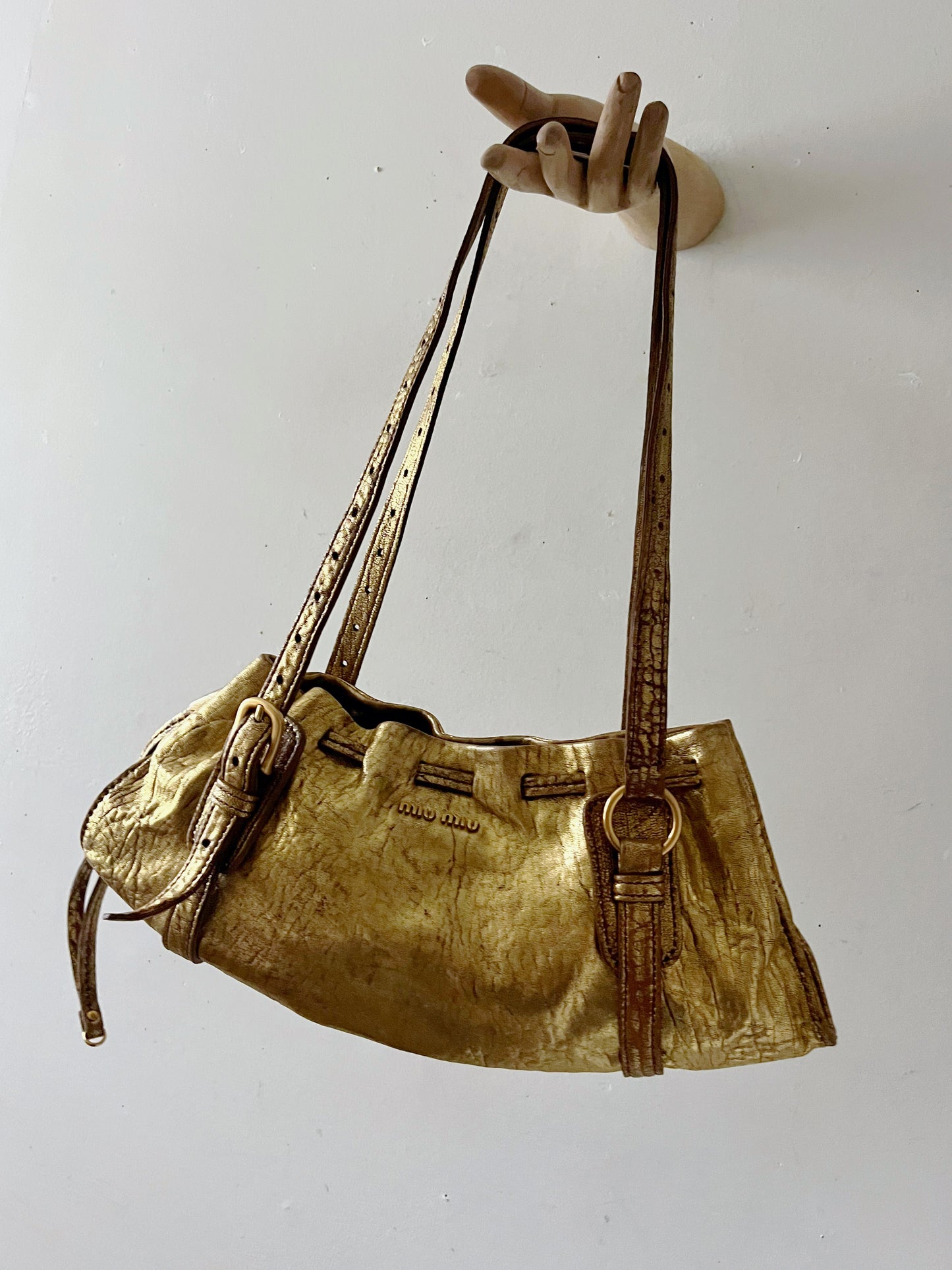 Miu Miu Gold Leather Purse