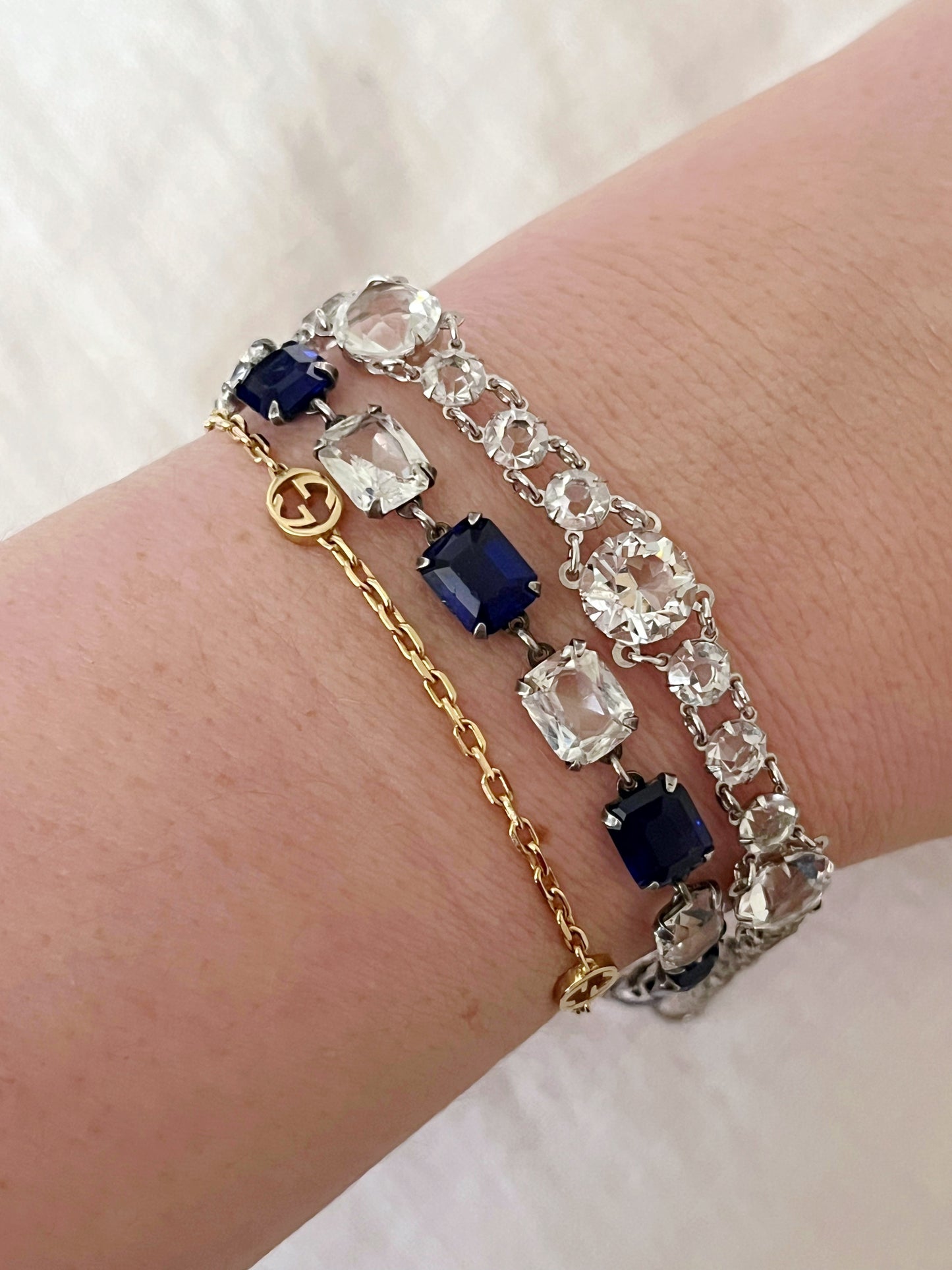 Art Deco Crystal Paste Deep Blue Bracelet