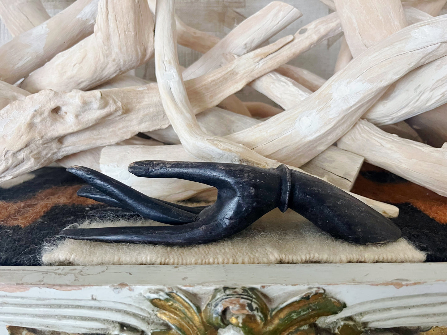 Wood Carved Hand Sculptures- Pair