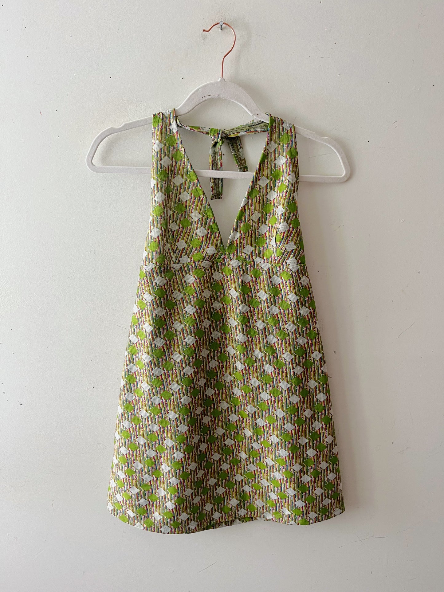 Mini Halter Dress- Lime Diamond