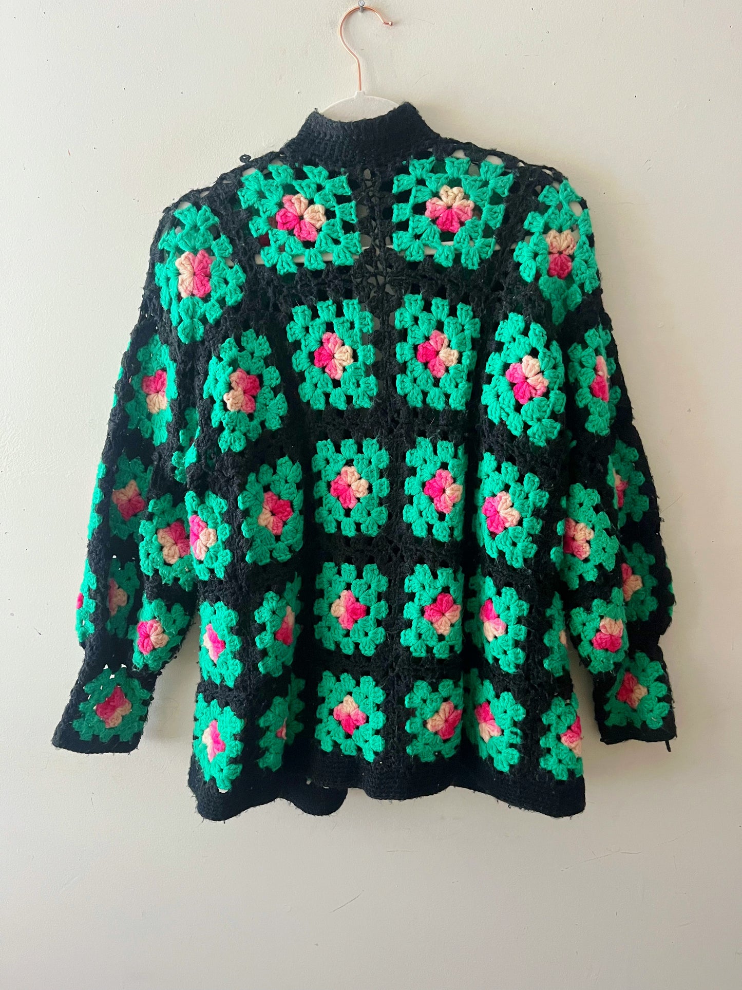 Rosette Crocheted Knit Sweater