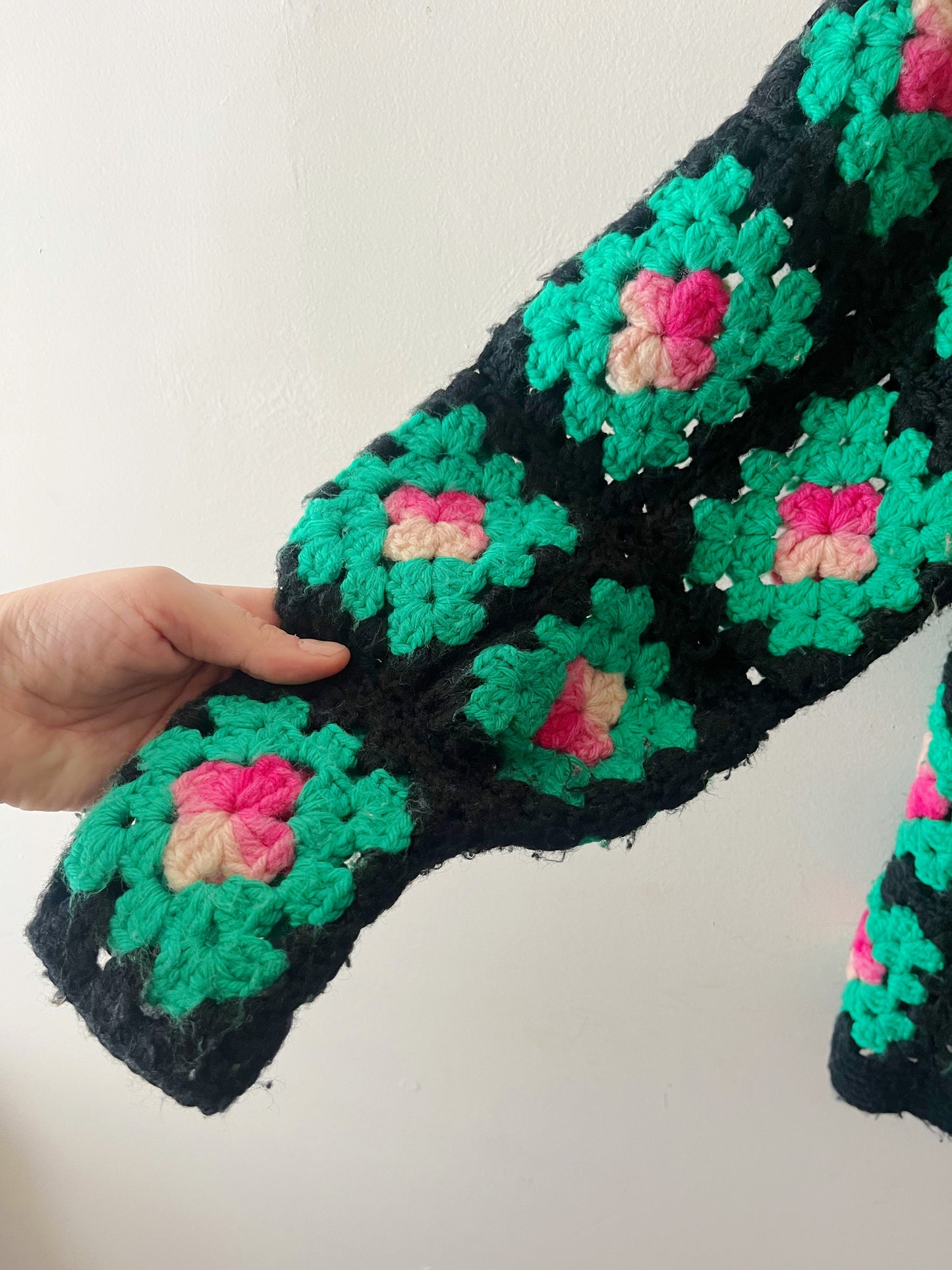 Rosette Crocheted Knit Sweater