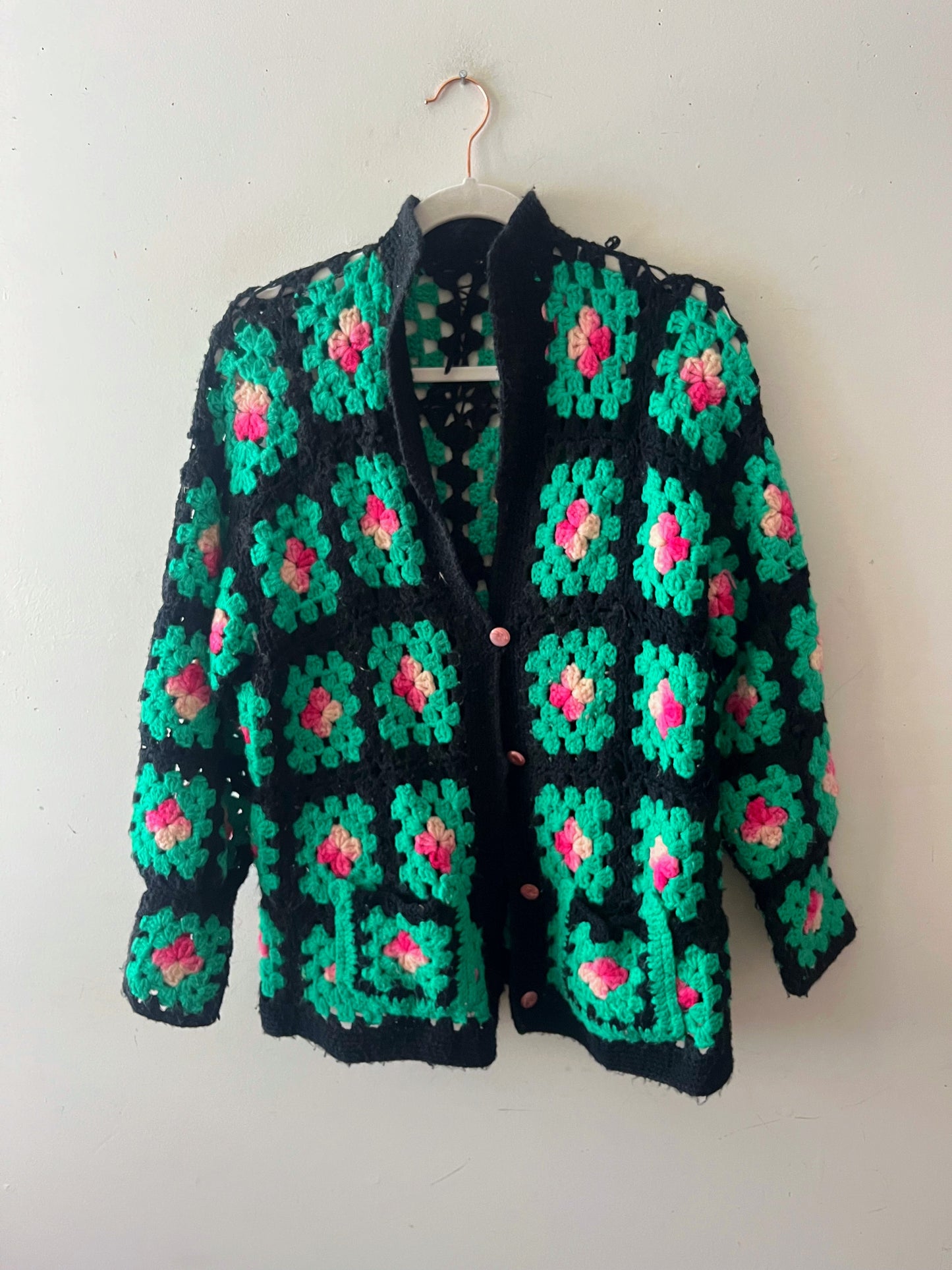 Rosette Crocheted Knit Sweater