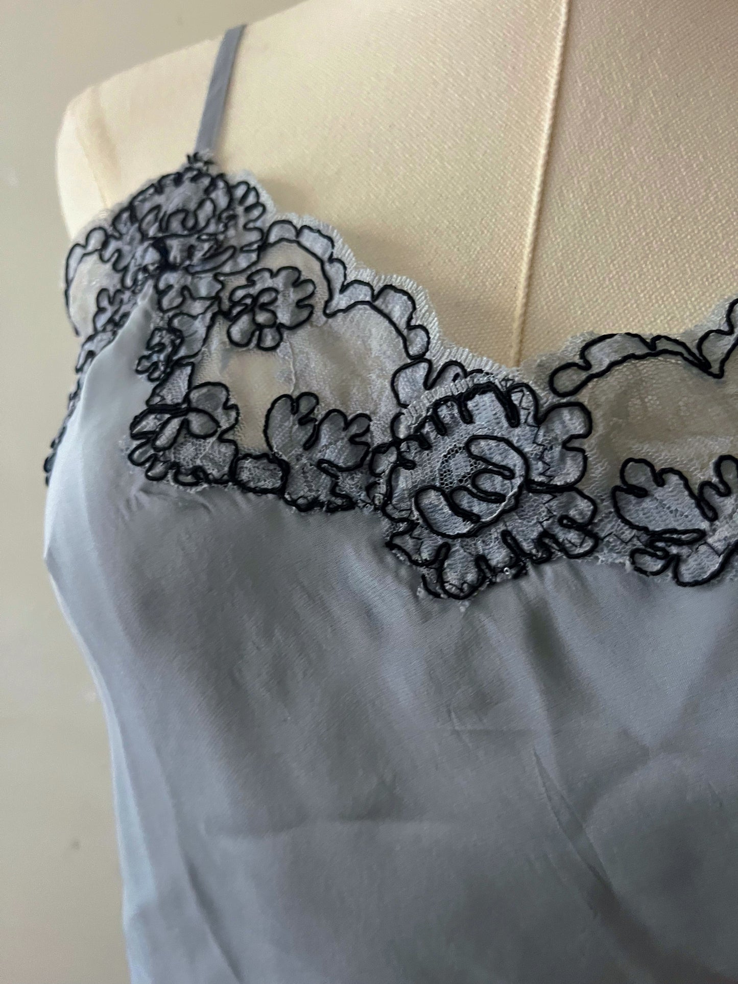 Silk Lace Cami Cool Blue and Black Lace | Small