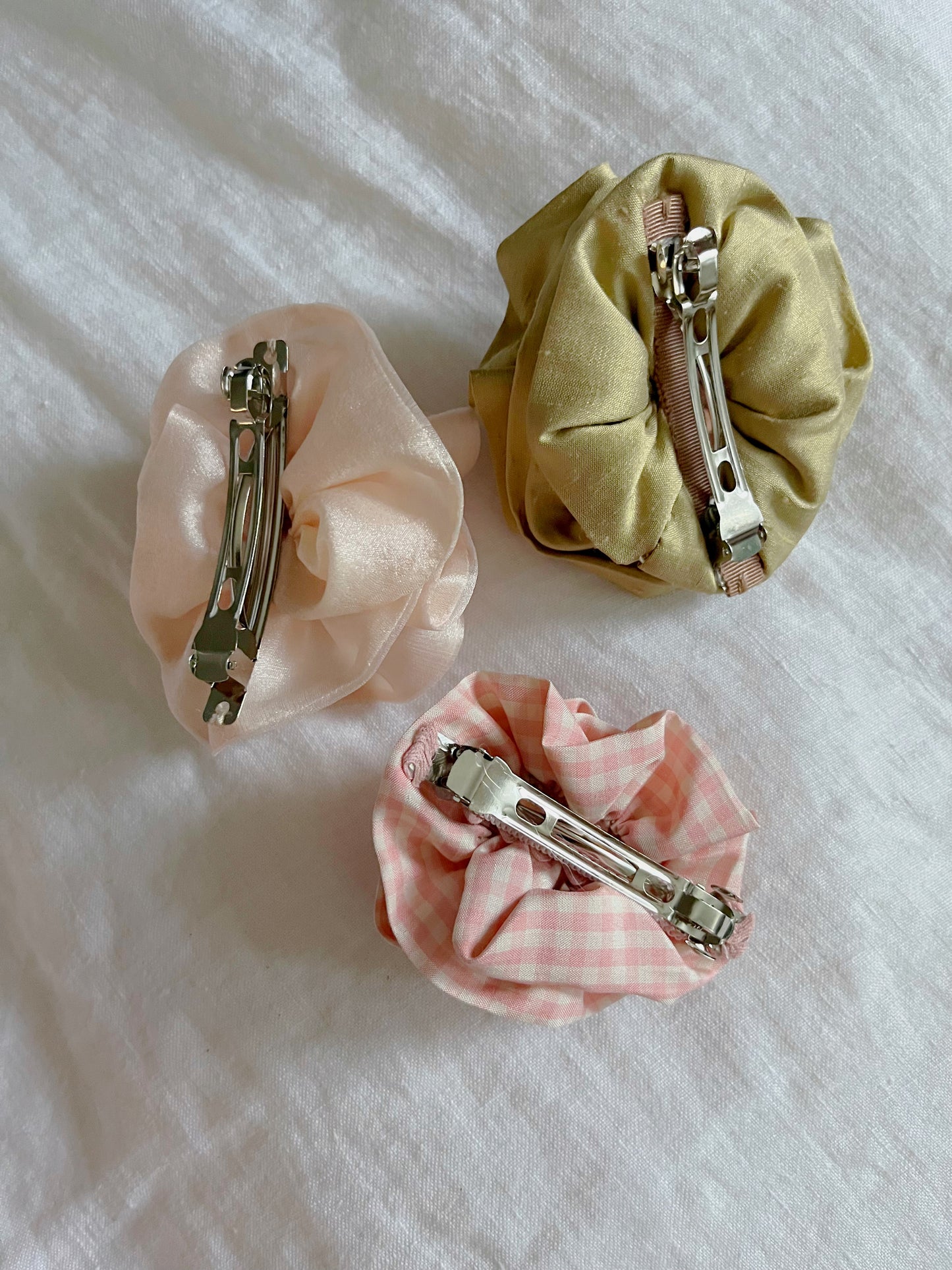 Botanical Rose Barrette- Gingham Pink