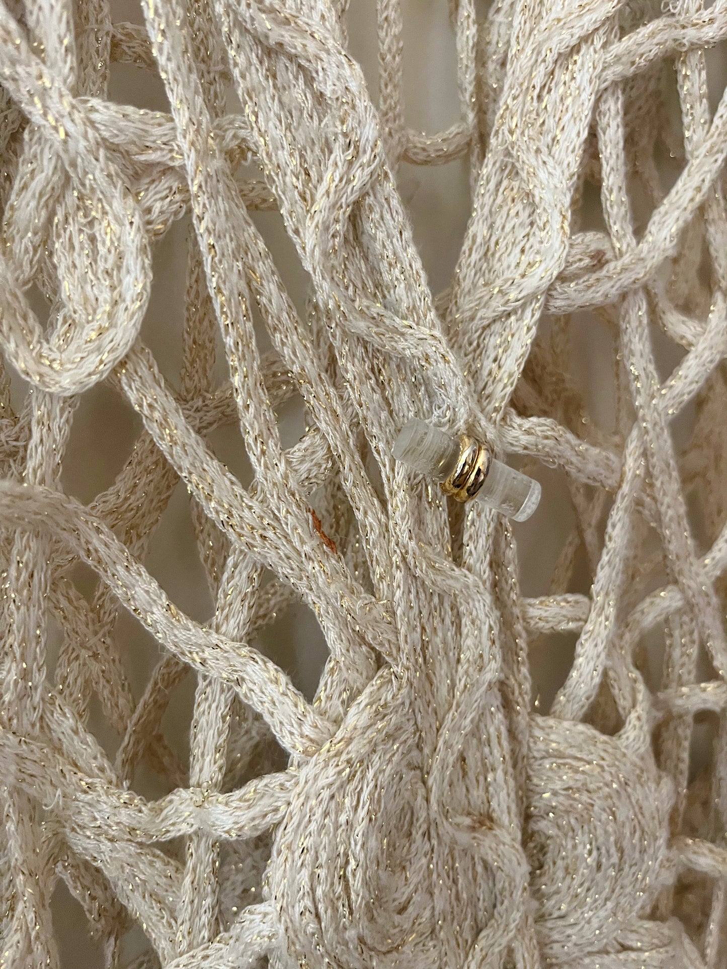 Cream Crochet Gold Metallic Vest