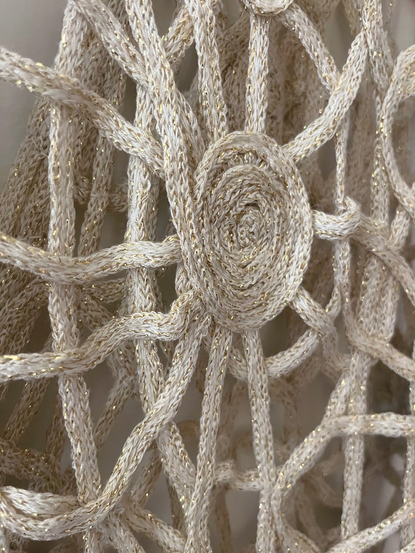 Cream Crochet Gold Metallic Vest