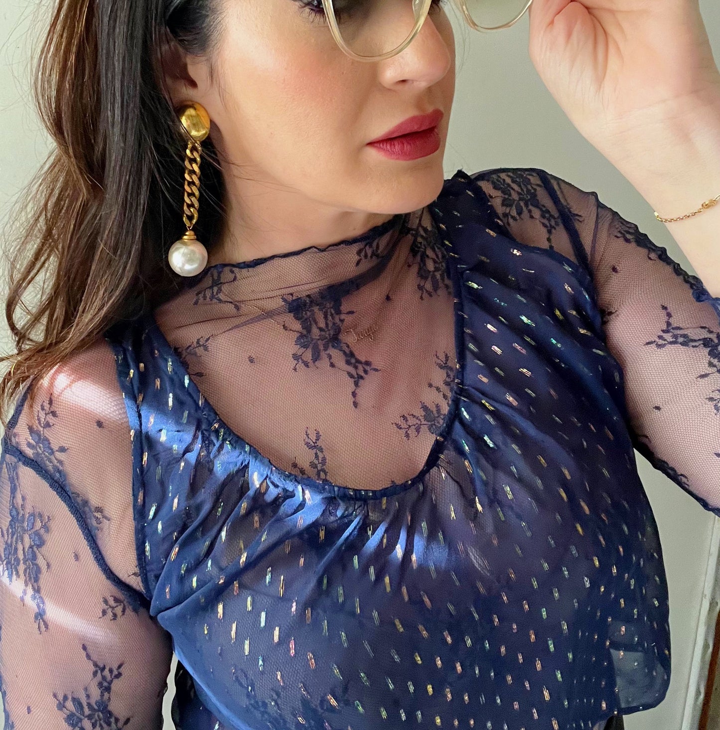 Babydoll Sheer Metallic Top