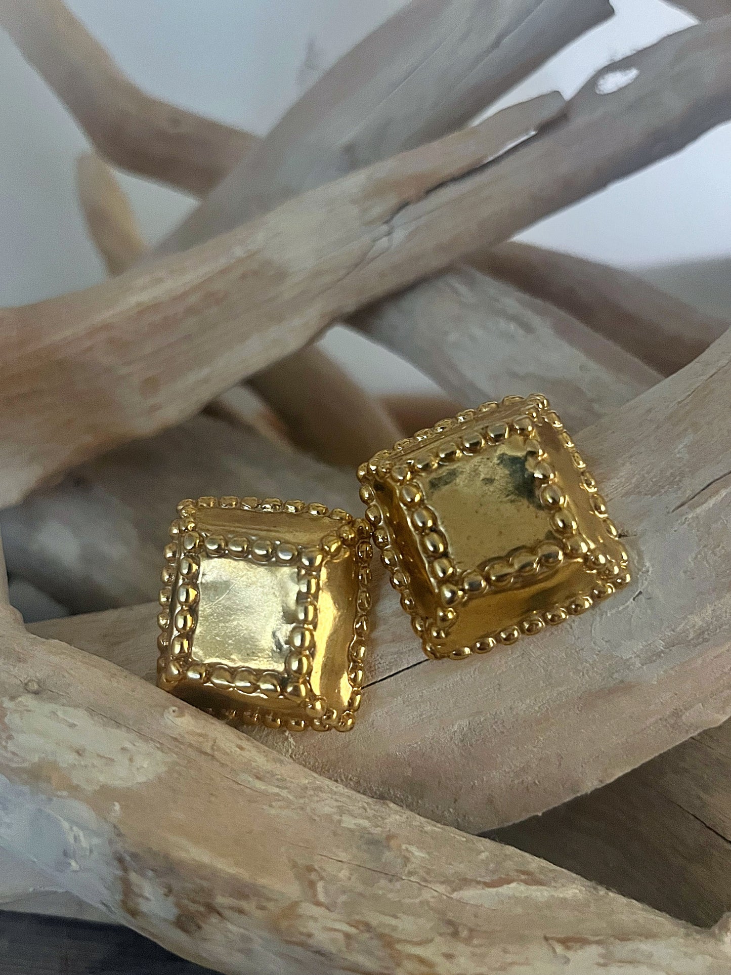 Puffy Square Clip On Earrings