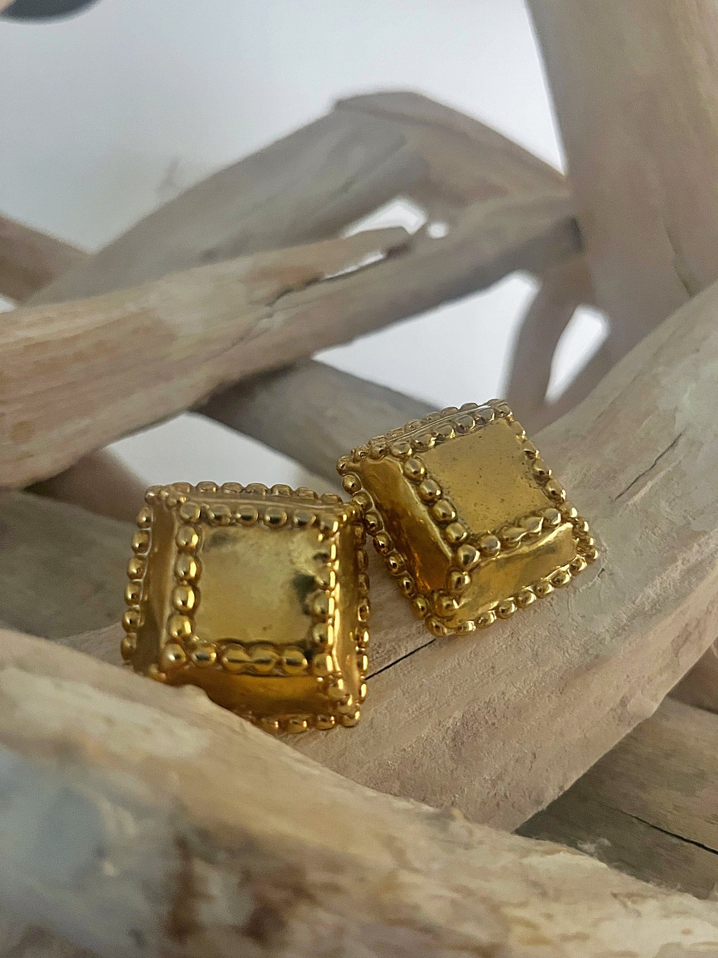 Puffy Square Clip On Earrings