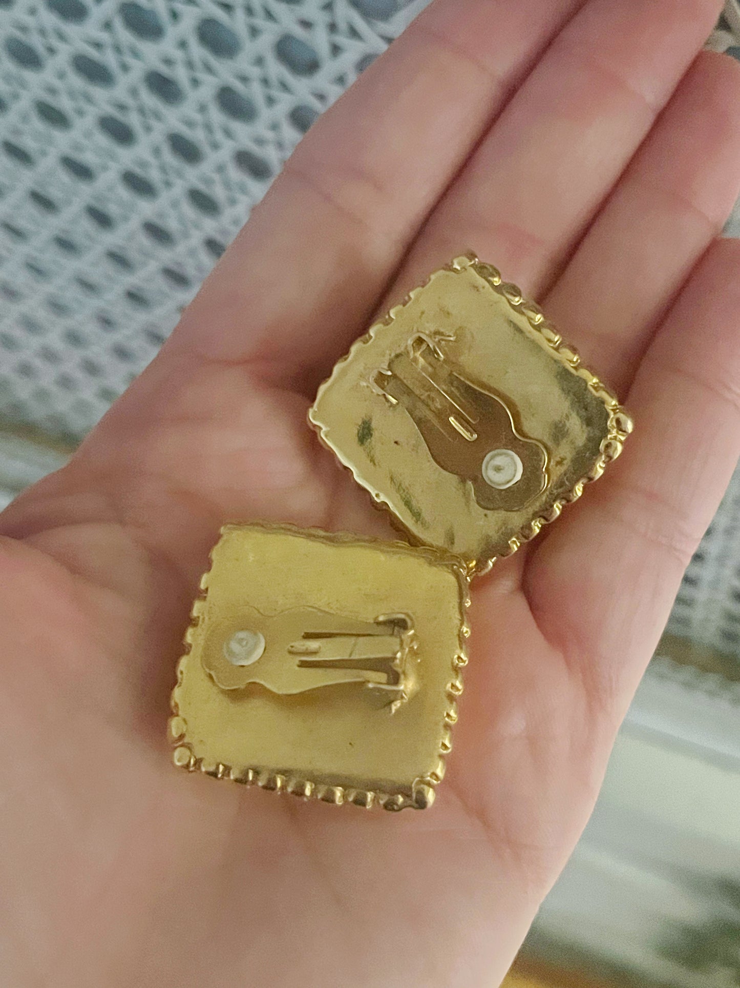Puffy Square Clip On Earrings
